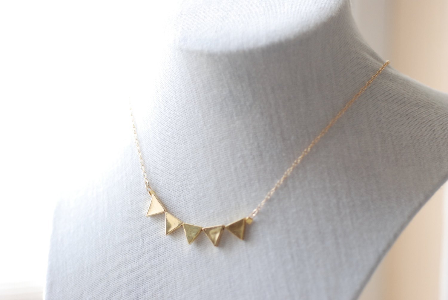 Gold Triangle Necklace, Geometric Jewelry, triangle banner necklace, Triangle Necklace - HarperCrown