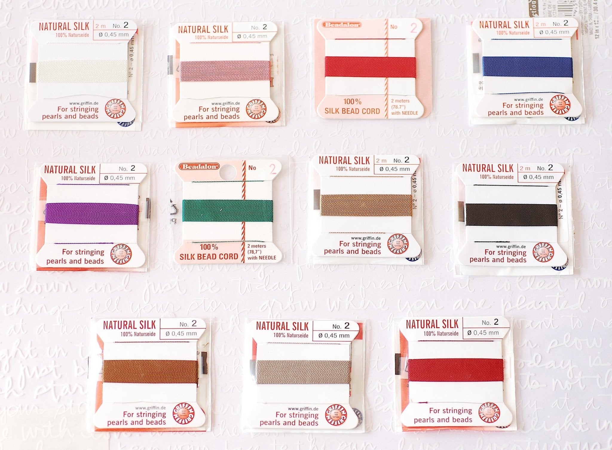 Griffin Pure Silk Thread Card 2 Meters All Colors and Sizes Needle Knotting Necklace Supplies Jewelry Cord Jewelry Silk Beading Wire - HarperCrown