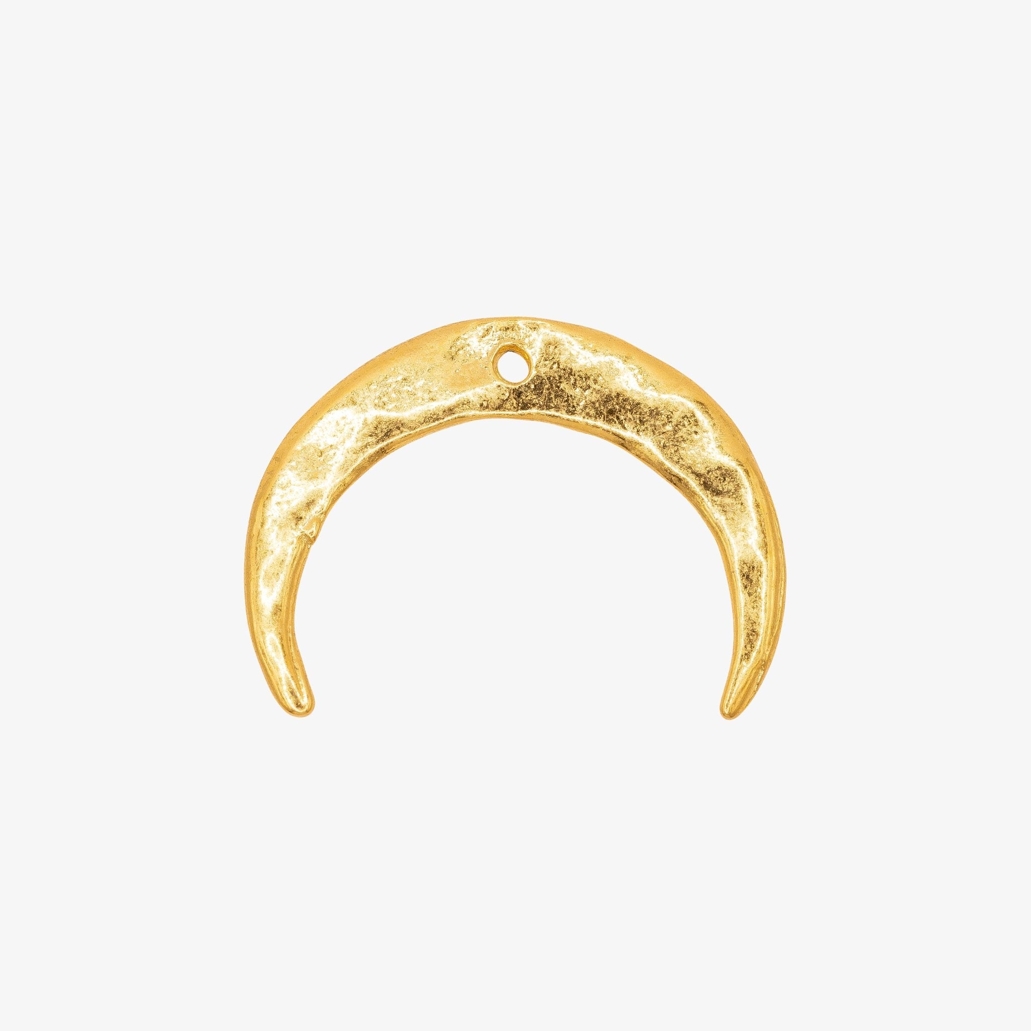 Hammered Crescent Moon Charm 14K Gold - HarperCrown