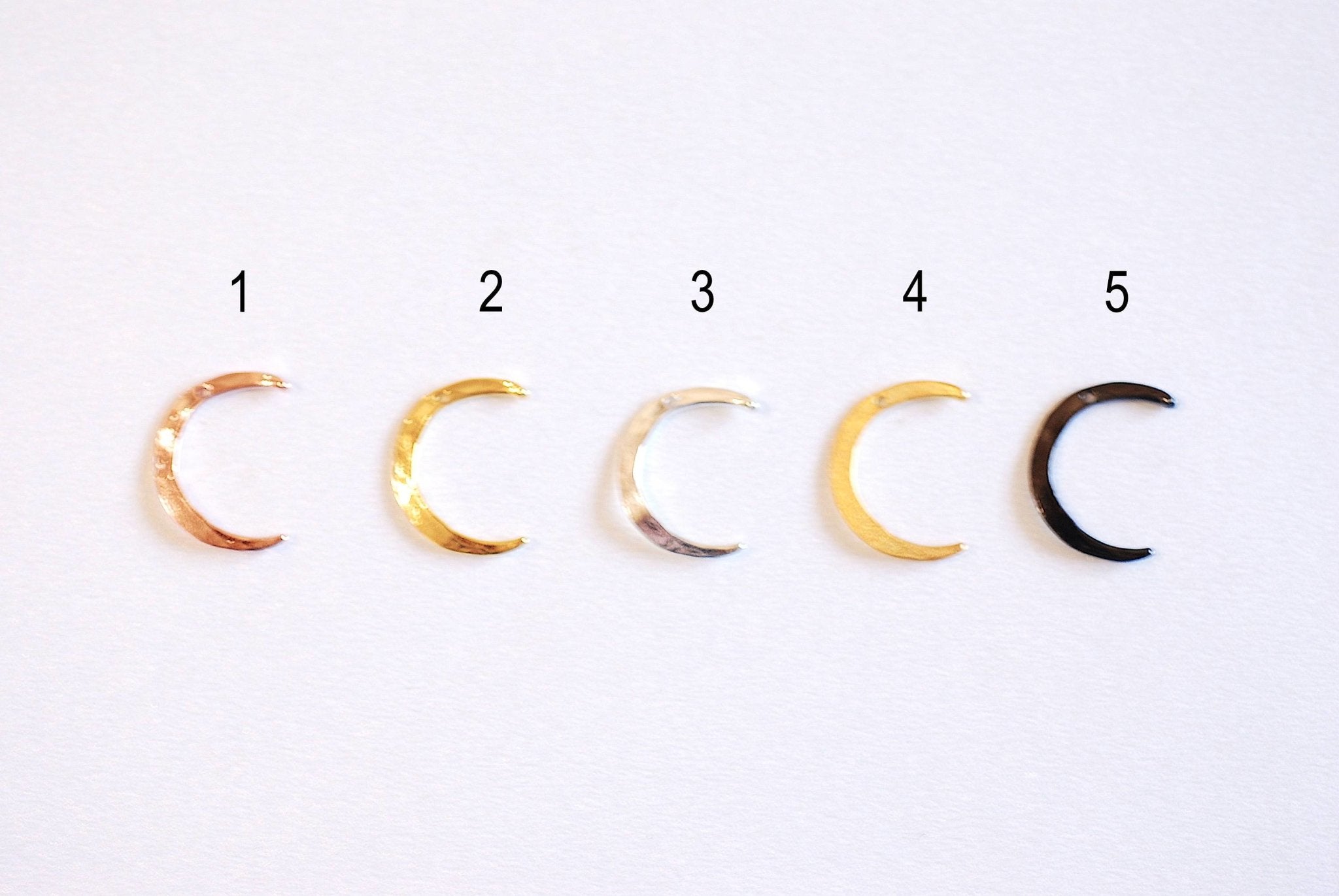 Hammered Shiny Gold Moon Charm- Vermeil Gold Waning Moon Charm, Moon Charm, half moon, Waning Moon, Eclipse, Moon Charm, C, half circle, 337 - HarperCrown