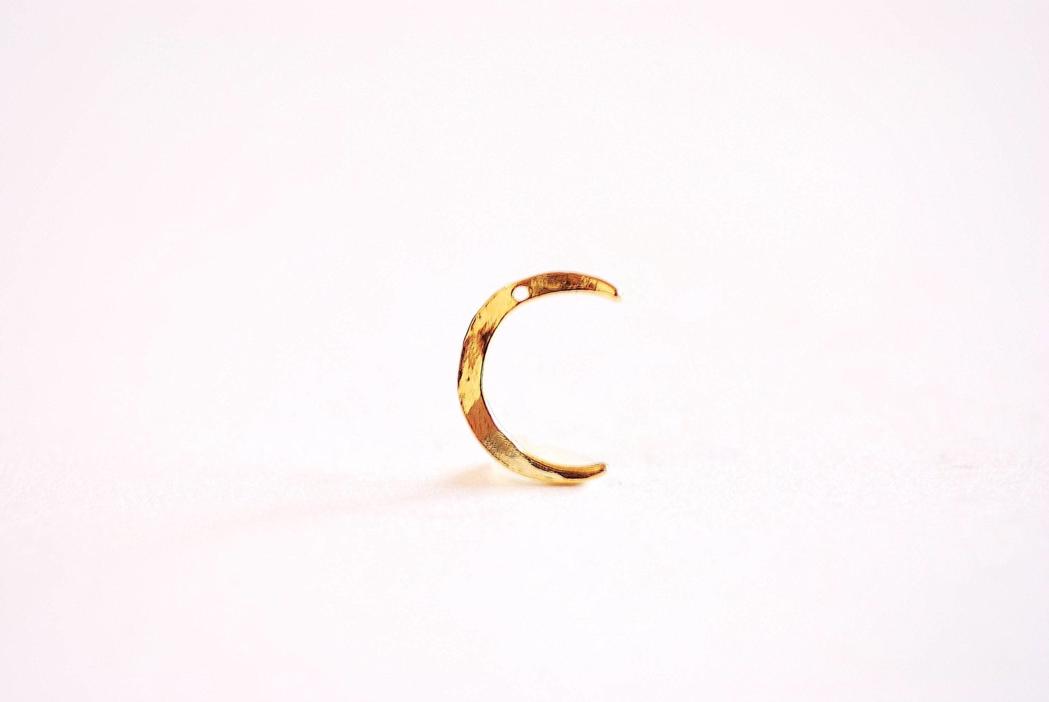 Hammered Shiny Gold Moon Charm- Vermeil Gold Waning Moon Charm, Moon Charm, half moon, Waning Moon, Eclipse, Moon Charm, C, half circle, 337 - HarperCrown
