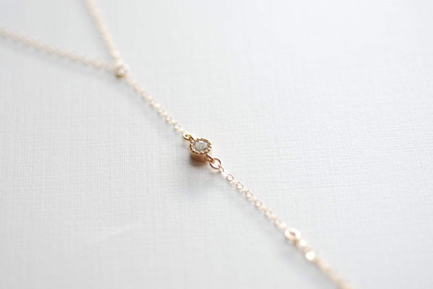 Hand bracelet - hand chain -14k gold filled tiny cz cubic zirconia diamonds ring chain bracelet - HarperCrown