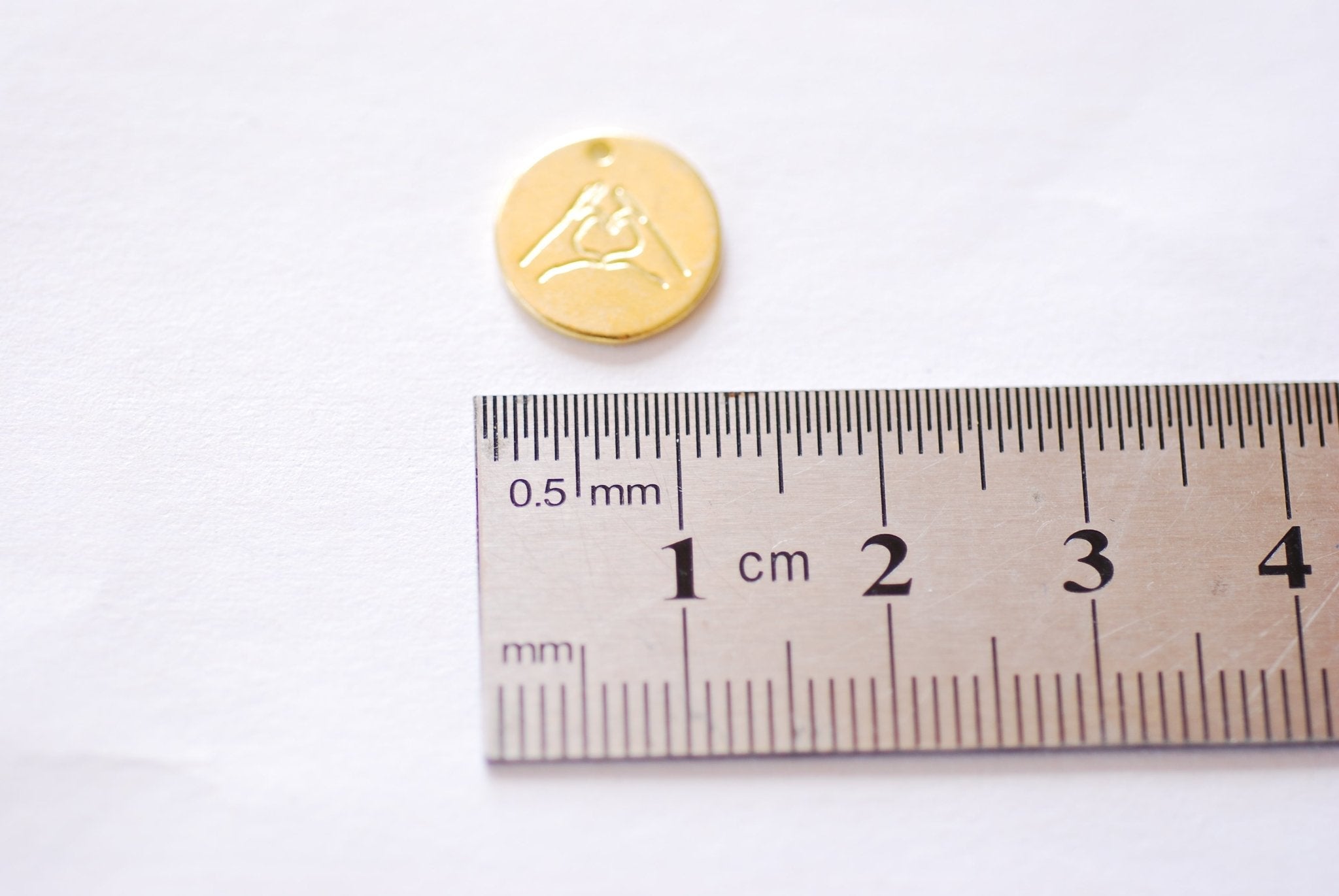 Hand Gesture Love Sign Charm - 925 Sterling Silver 18k Gold Heart shaped hand Sign language Best Friends charms Korean love Finger love 550 - HarperCrown