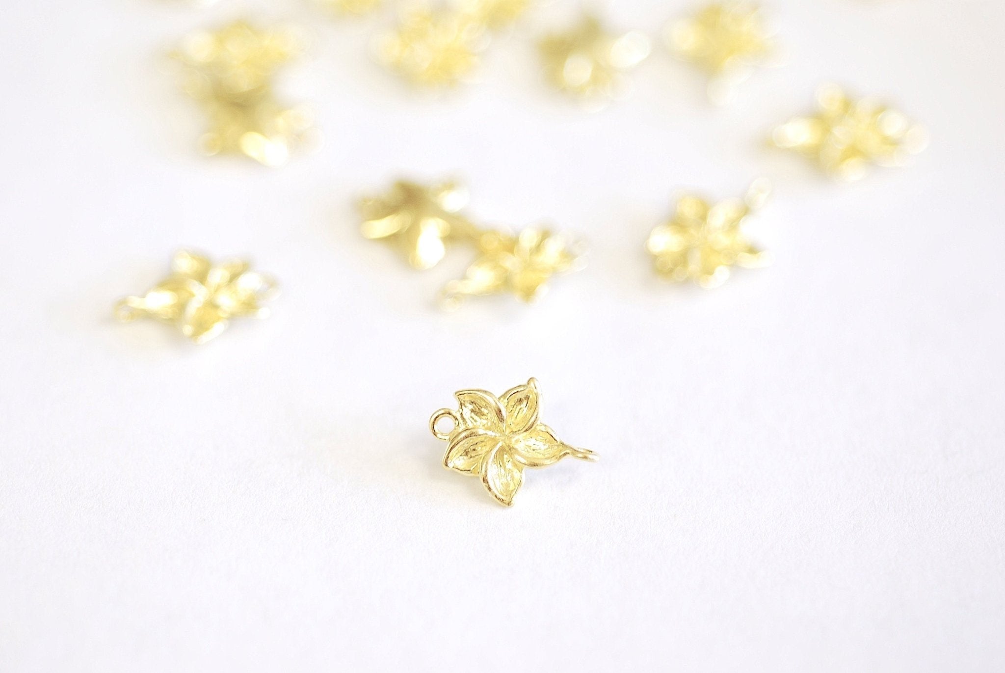 Hawaiian Flower Plumeria Connector Charm - 925 Sterling silver Vermeil 18k gold small flower link connector Hawaiian Tropical - HarperCrown