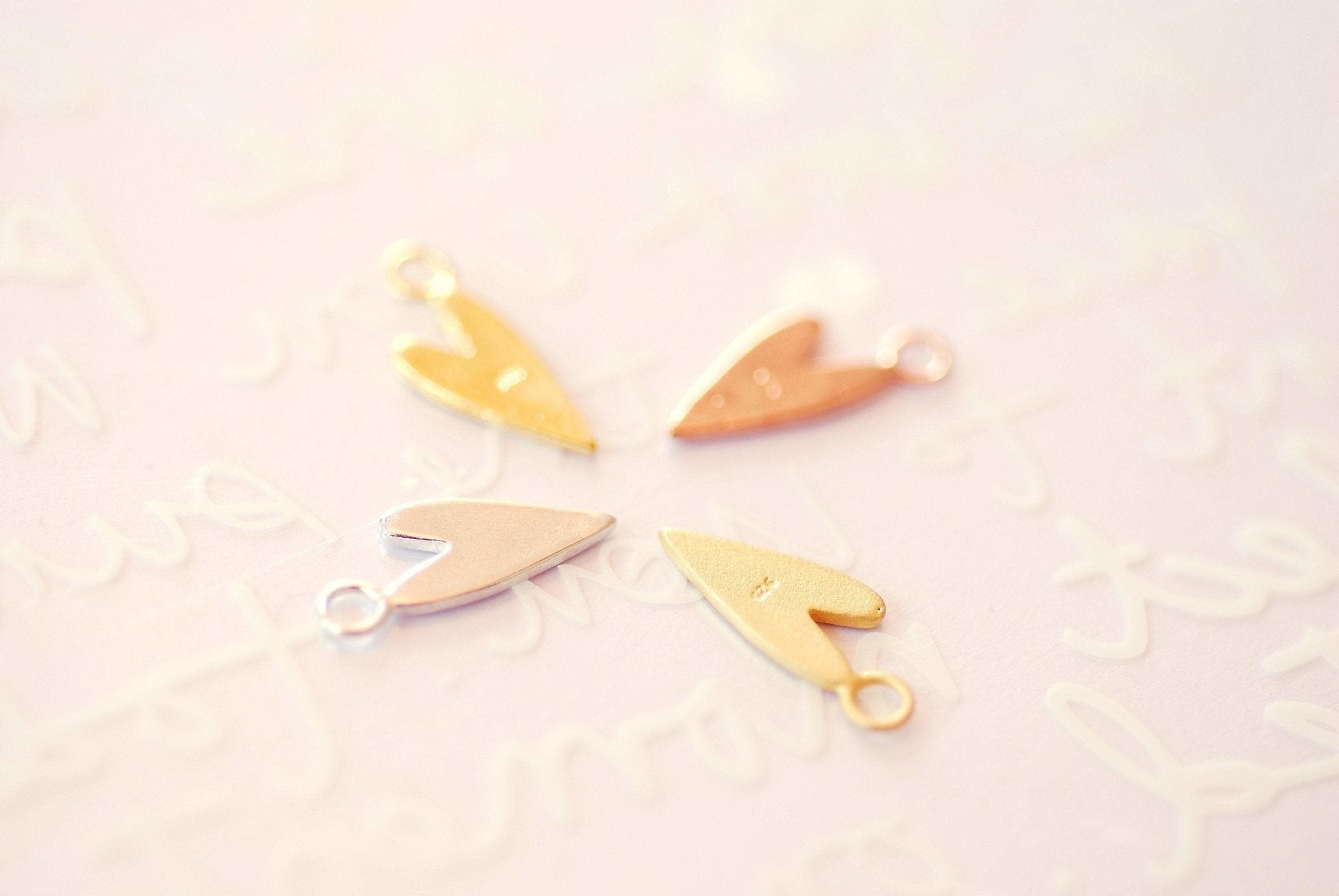 Heart Charm Vermeil Gold or 925 Sterling Silver or Rose Gold Pointy Flat Heart Charm Pedant Love Friendship Wholesale Bulk A112 - HarperCrown