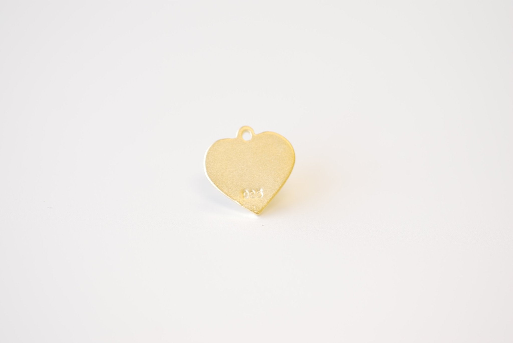 Heart Cherubic Angel Charm - Vermeil 18k gold plated over 925 Sterling Silver, Heart shaped Angel Pendant, Angel Wings, Cupid Charm, J400 - HarperCrown