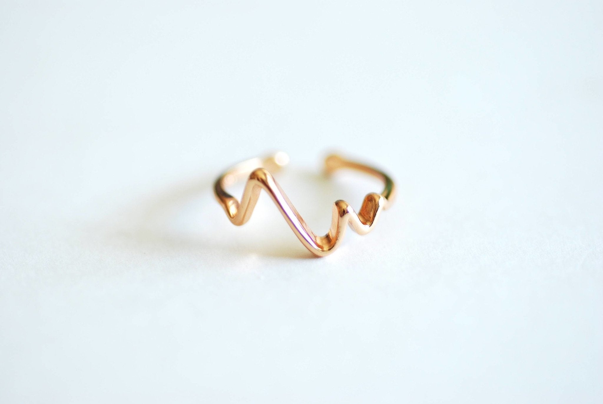 Heartbeat Ring, Choose Sterling Silver, Gold, Rose Gold, Adjustable Heartbeat Ring, Electrocardiogram Ring, Heart Rate Ring, Wave Ring, - HarperCrown