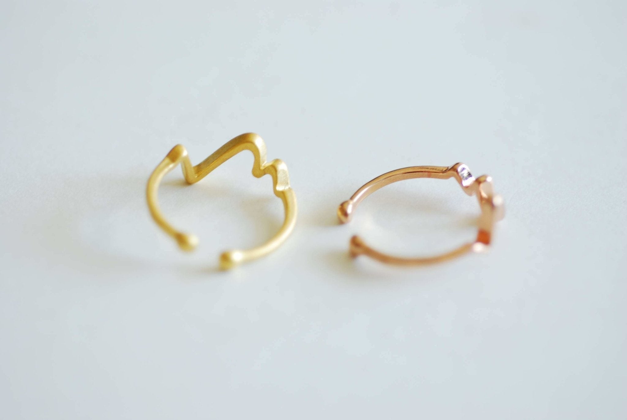 Heartbeat Ring, Choose Sterling Silver, Gold, Rose Gold, Adjustable Heartbeat Ring, Electrocardiogram Ring, Heart Rate Ring, Wave Ring, - HarperCrown