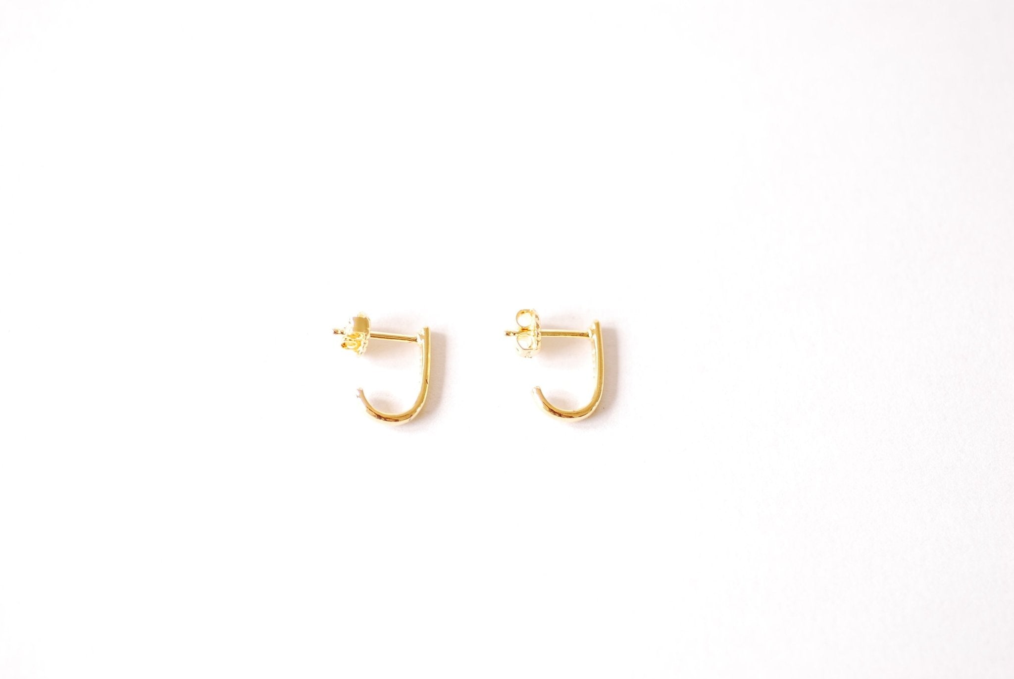 Hook Stud Earrings - Choose 18k Gold or 925 Sterling Silver Bar Stud Hoop Earrings Hug Hoops Ear Huggie Earrings Minimalist Earrings, 526 - HarperCrown