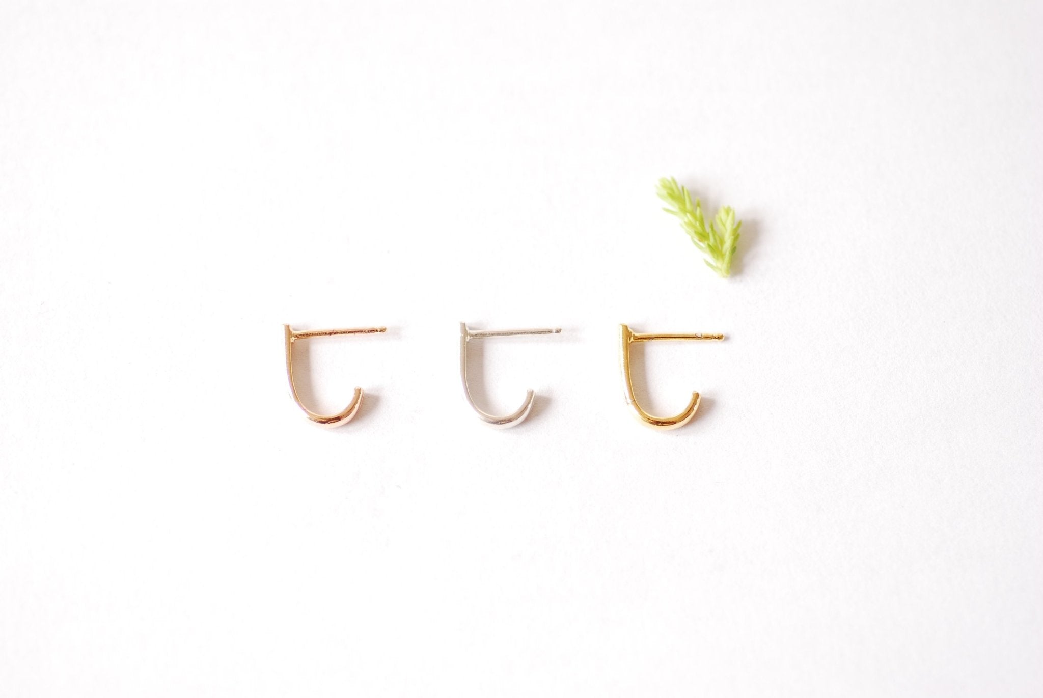 Hook Stud Earrings - Choose 18k Gold or 925 Sterling Silver Bar Stud Hoop Earrings Hug Hoops Ear Huggie Earrings Minimalist Earrings, 526 - HarperCrown