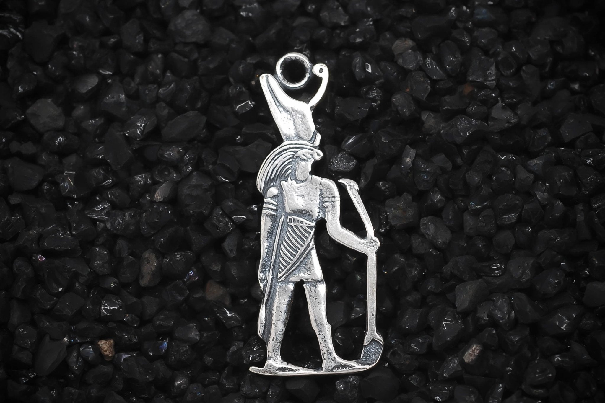 Horus Falcon Headed God Ancient Egyptian Charm | 925 Sterling Silver, Oxidized or 18K Gold Plated | Jewelry Making Pendant - HarperCrown