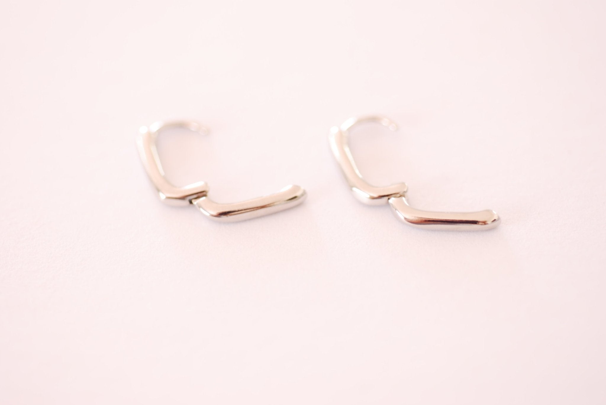 Huggie Hoop Earrings 925 Sterling Silver or 14k Gold Rectangle Oval small huggie thick chunky hoop earrings minimalist earrings gift for her - HarperCrown
