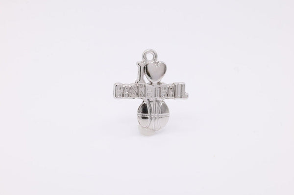 "I Love Basketball" Wholesale Charm, 925 Sterling Silver, 596 - HarperCrown