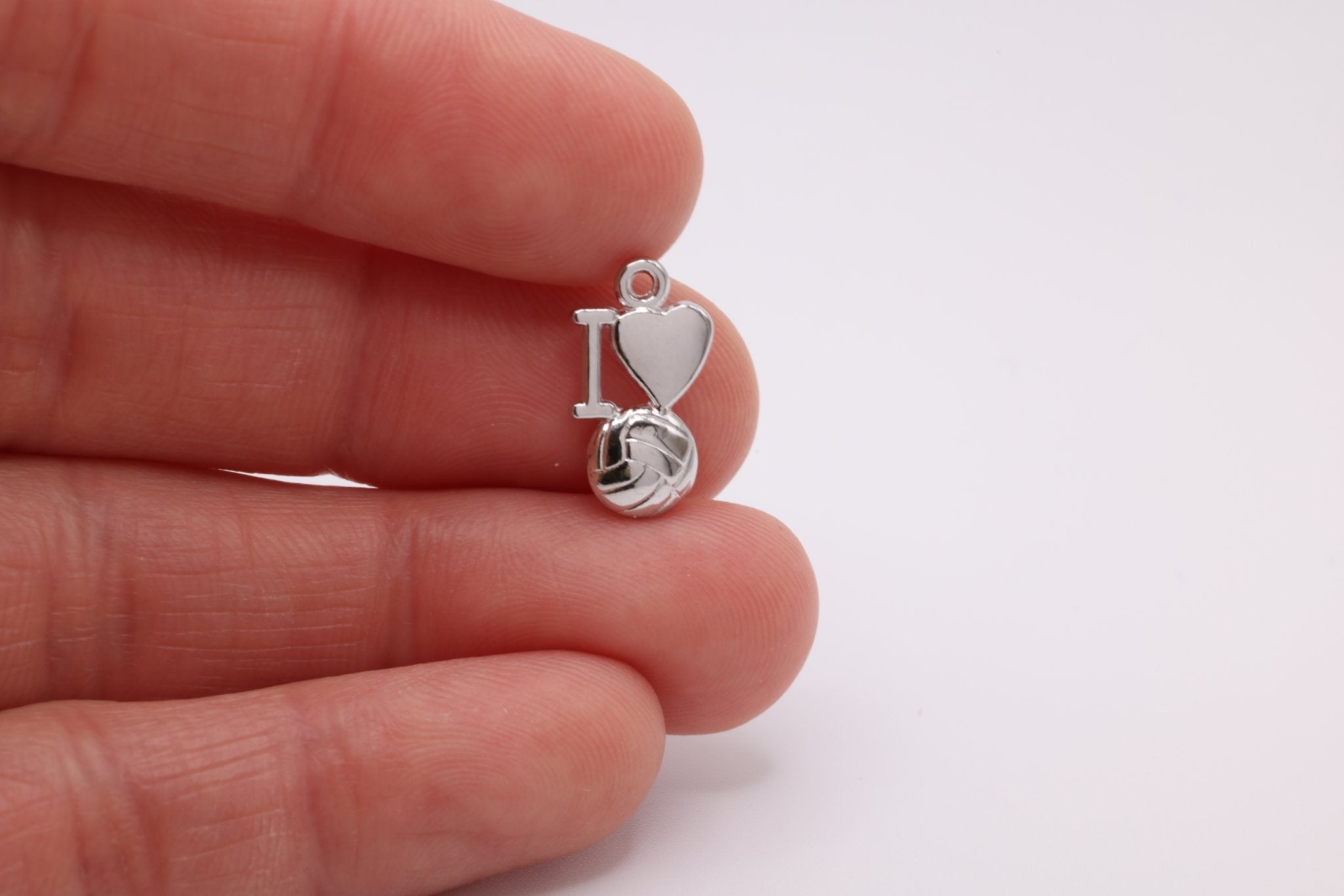 "I Love Volleyball" Wholesale Charm, 925 Sterling Silver, 608 - HarperCrown