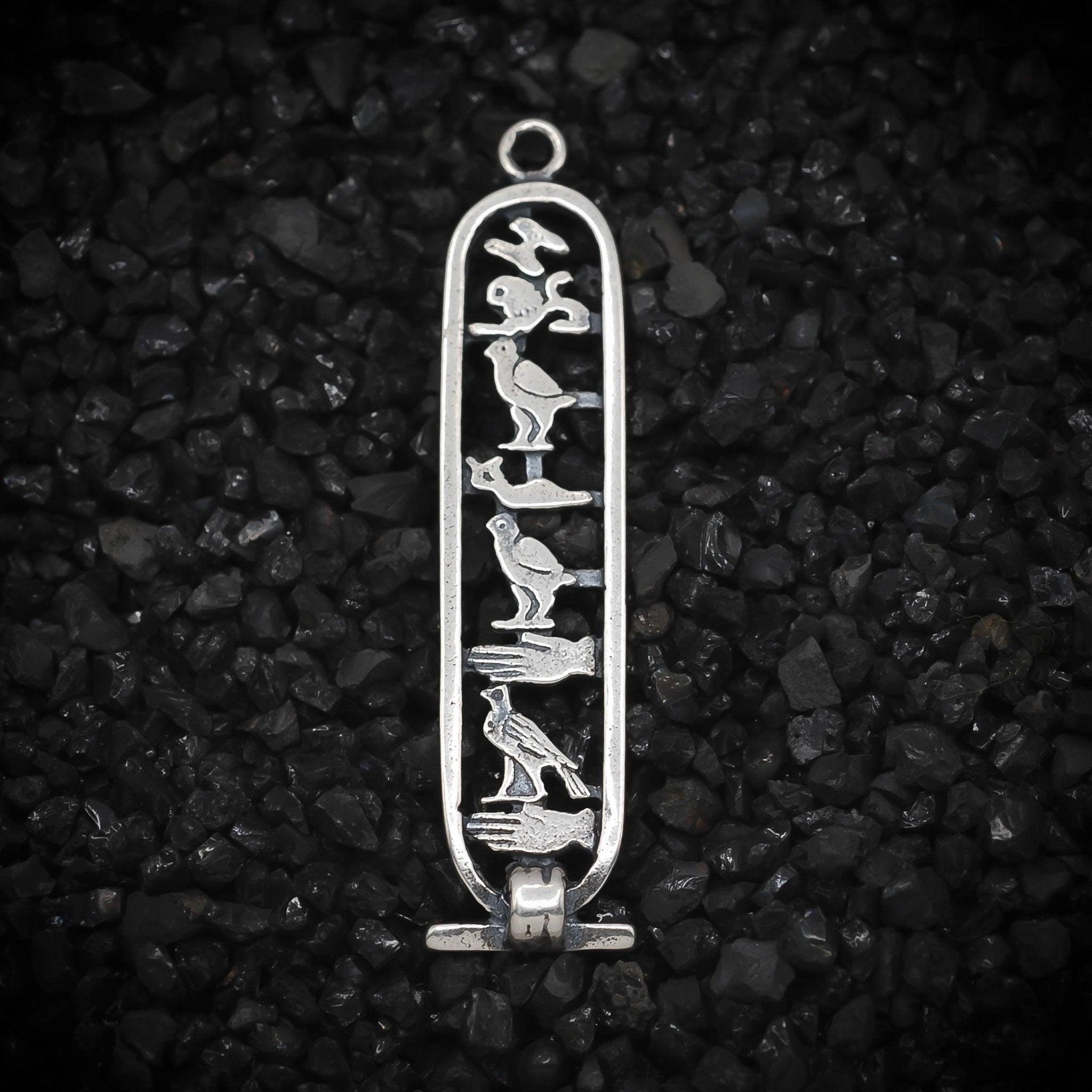 "I Love You Dad" Cartouche Hieroglyph Ancient Egyptian Charm | 925 Sterling Silver, Oxidized or 18K Gold Plated | Jewelry Making Pendant - HarperCrown