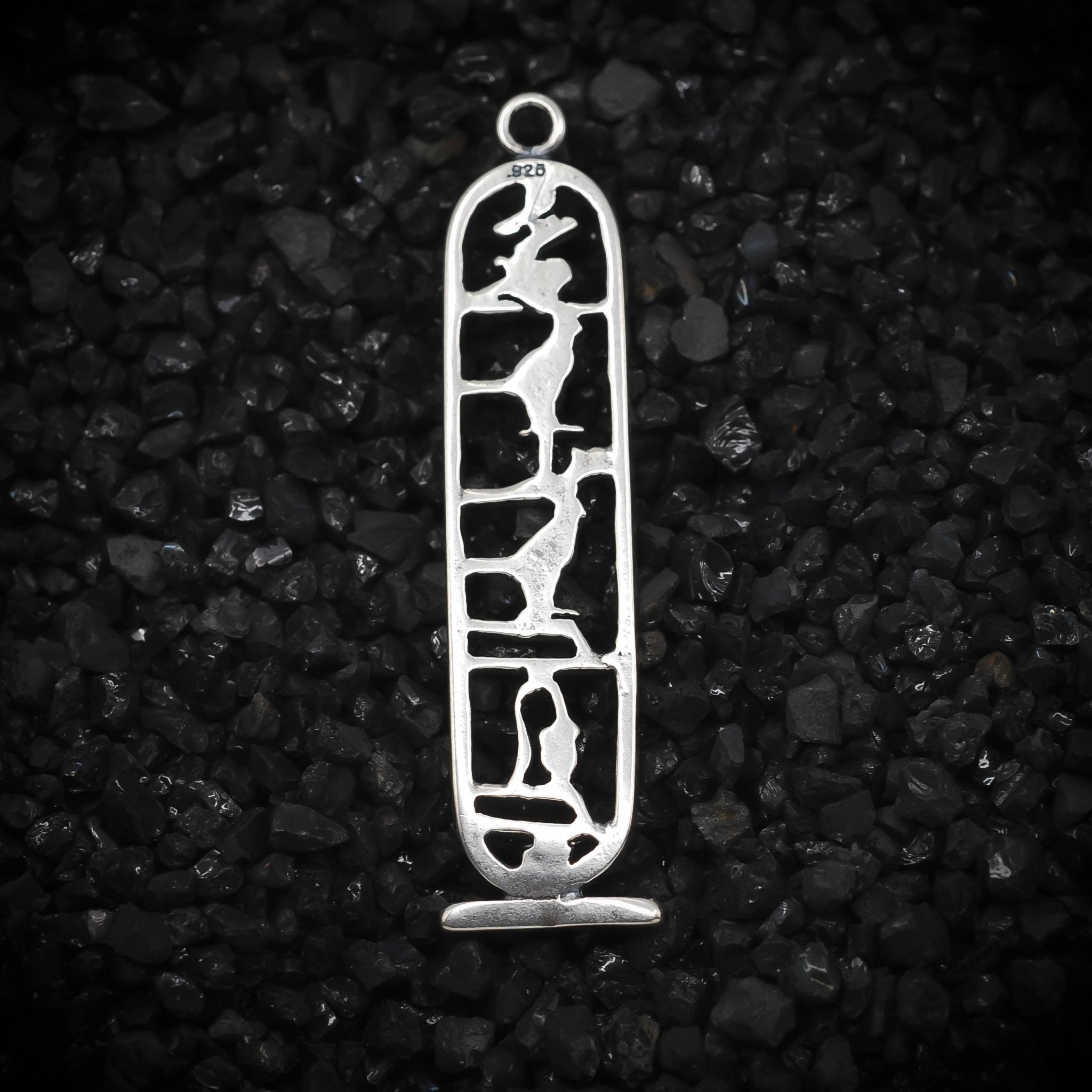 "I Love You Mom" Cartouche Hieroglyph Ancient Egyptian Charm | 925 Sterling Silver, Oxidized or 18K Gold Plated | Jewelry Making Pendant - HarperCrown