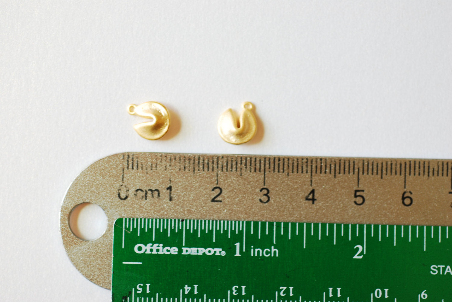 Fortune Cookie 3D Charm, Wholesale, 18K Matte Yellow Gold-Plated 925 Sterling Silver, 10mm x 9mm, Chinese Cookie