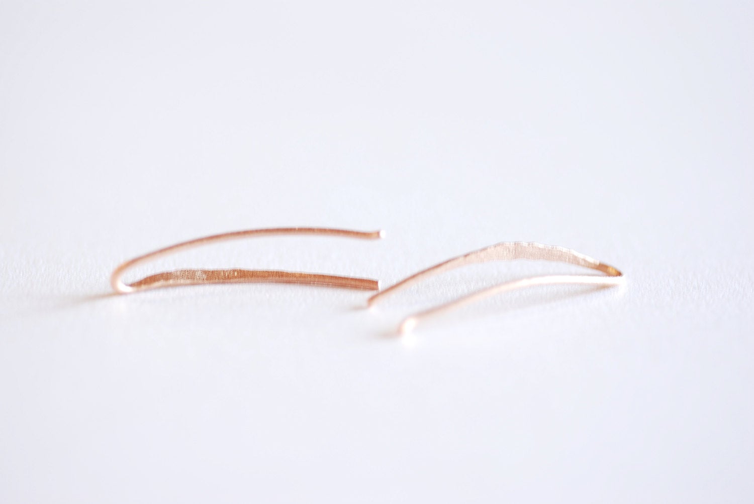 Wholesale Matte Pink Rose Gold Vermeil Ear Climber Earrings- 22k gold over Sterling Silver Ear Crawlers, Earring Findings, Curved Bar Earrings, 304