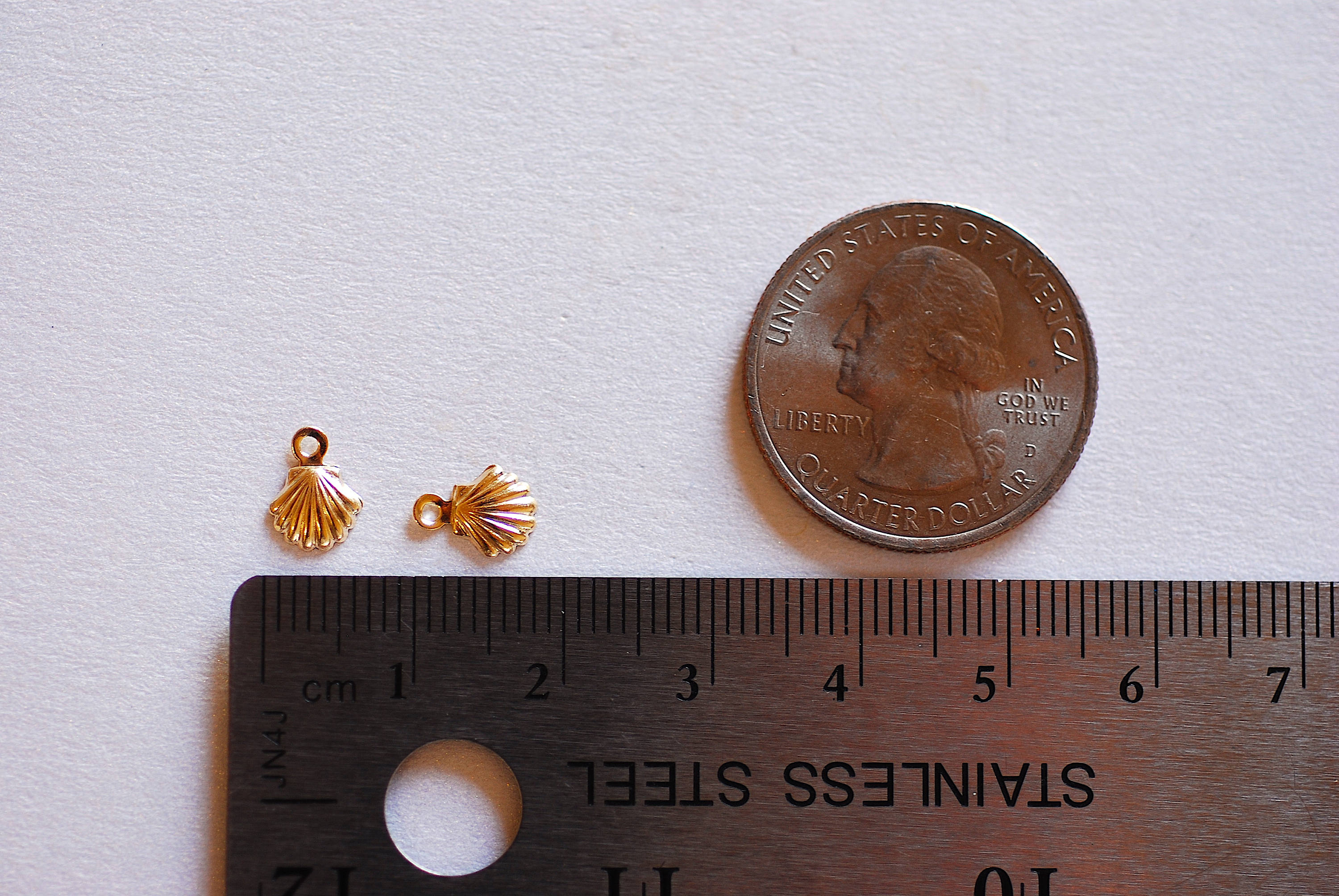 Small Seashell Charm, Wholesale, 14/20 Gold-Filled, 8mm x 6mm, Beach Sea Life Marine Clam Oyster Shell