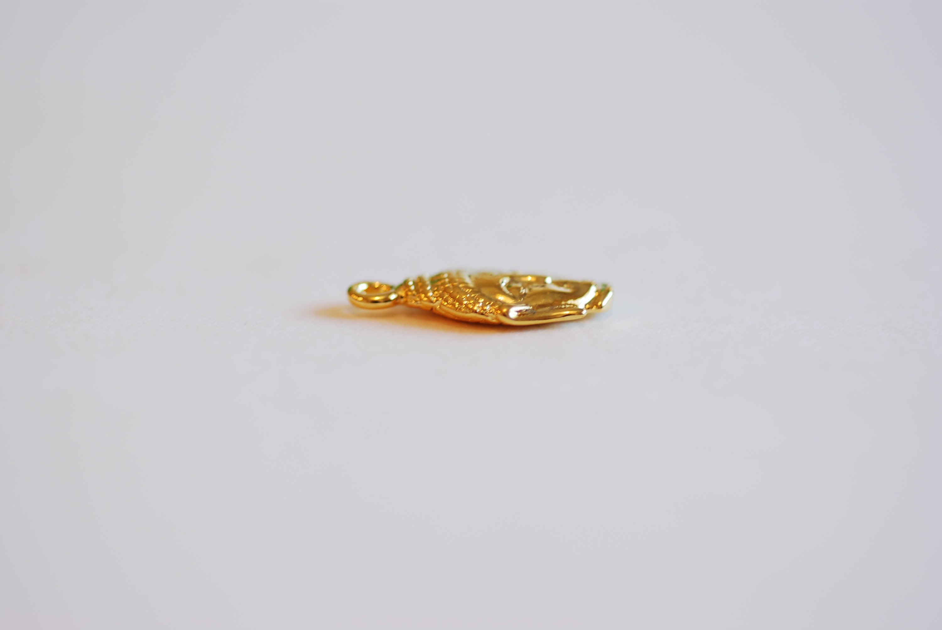 Buddha Head Wholesale Vermeil Gold Charm - 22k gold plated over 925 sterling silver, Spiritual Jewelry Component, ohm om, Yoga, Meditation, Yogi, 138