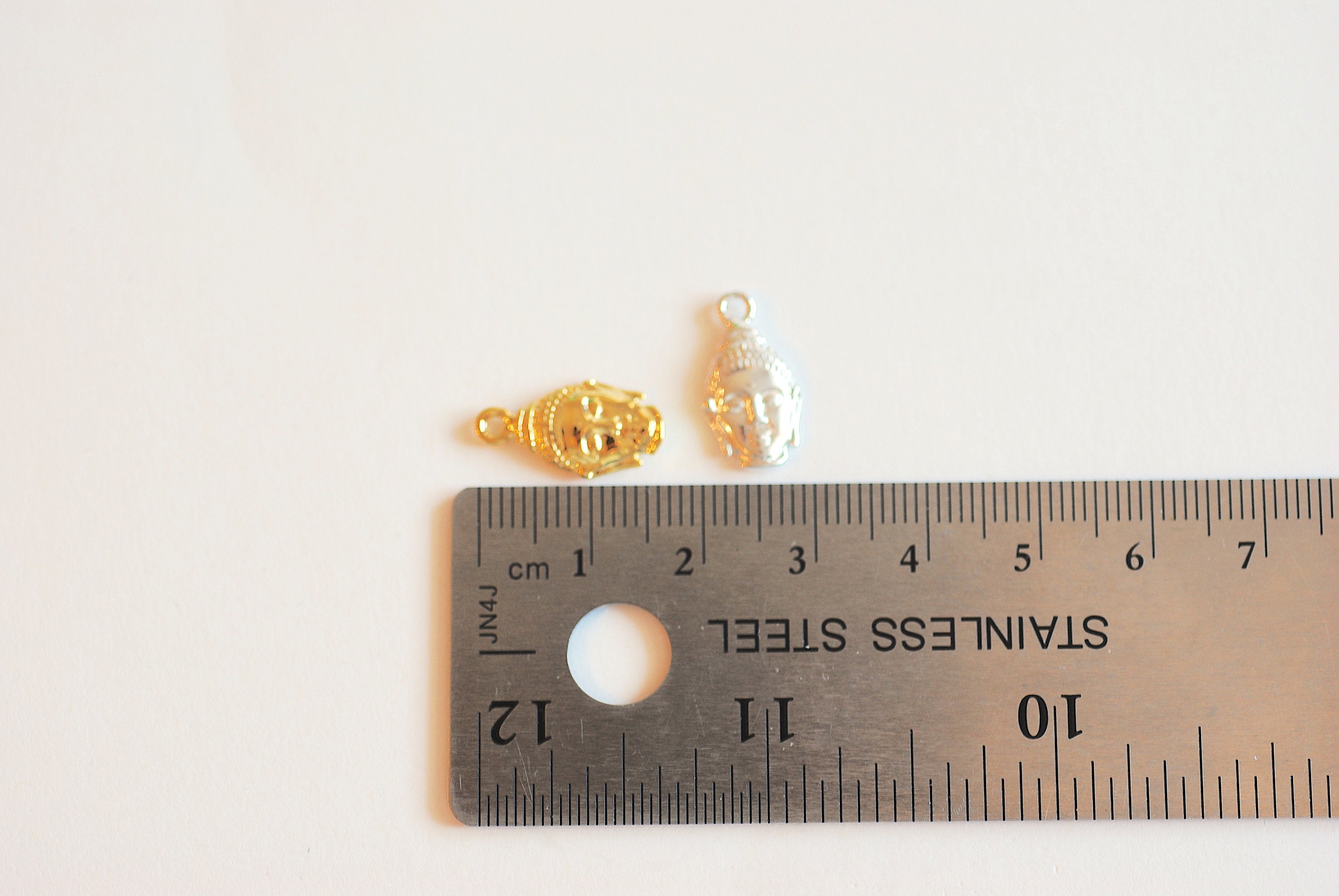 Buddha Head Wholesale Vermeil Gold Charm - 22k gold plated over 925 sterling silver, Spiritual Jewelry Component, ohm om, Yoga, Meditation, Yogi, 138