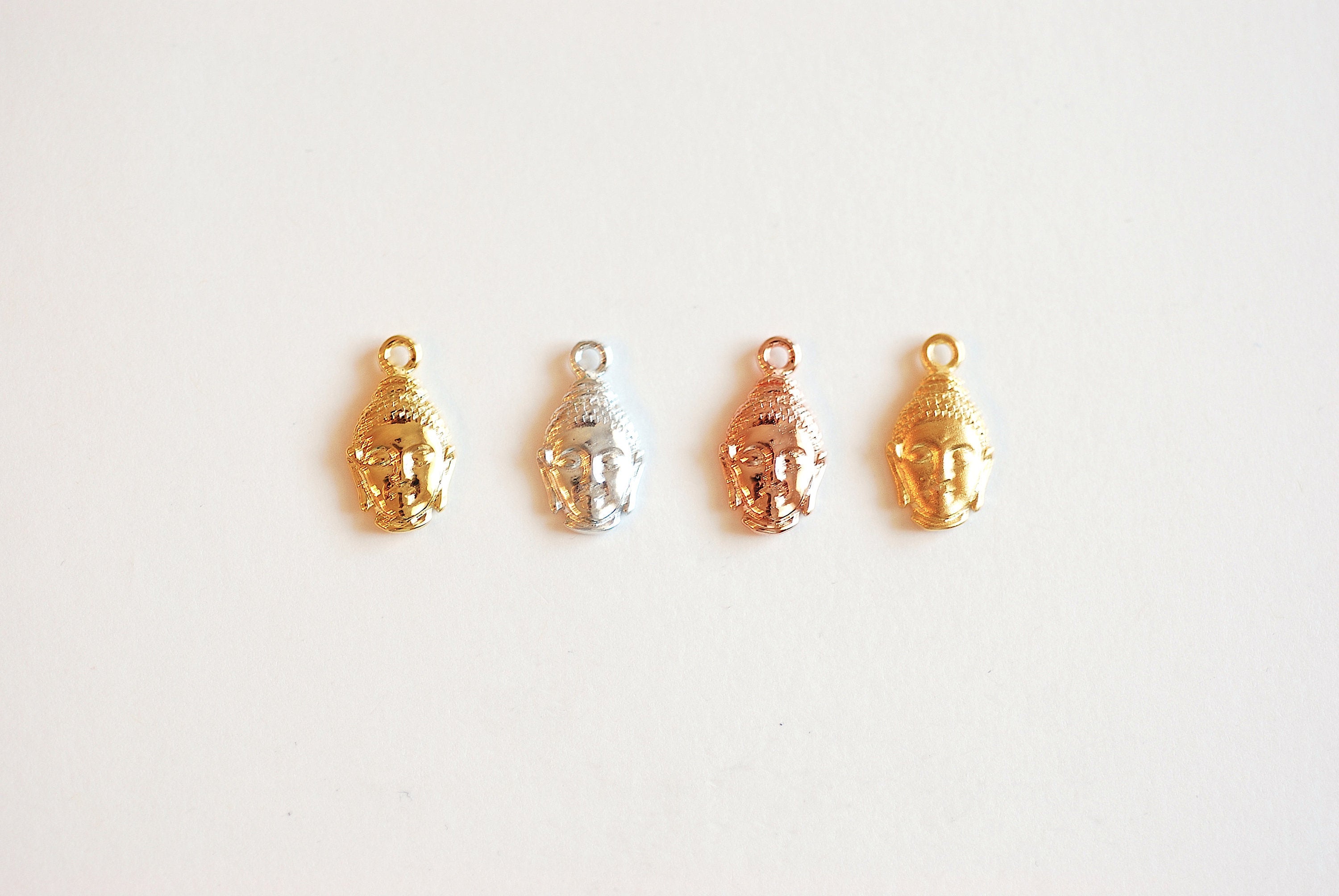 Buddha Head Wholesale Vermeil Gold Charm - 22k gold plated over 925 sterling silver, Spiritual Jewelry Component, ohm om, Yoga, Meditation, Yogi, 138
