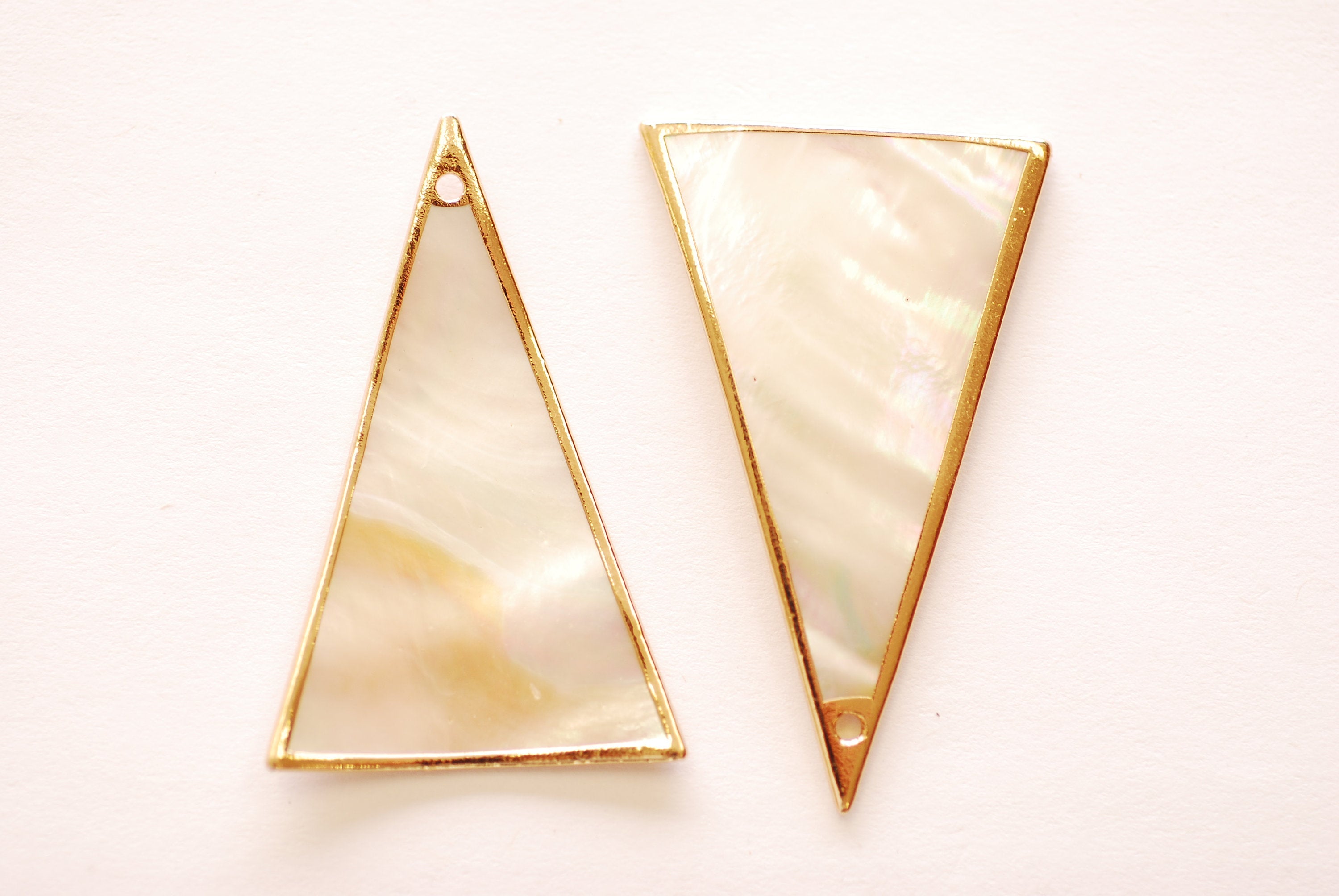 Freshwater Pearl Shell Triangle Charm - Electroplated 16K Gold Plated Seashell Geometric Dangle Pendant HarperCrown Wholesale B267 - HarperCrown