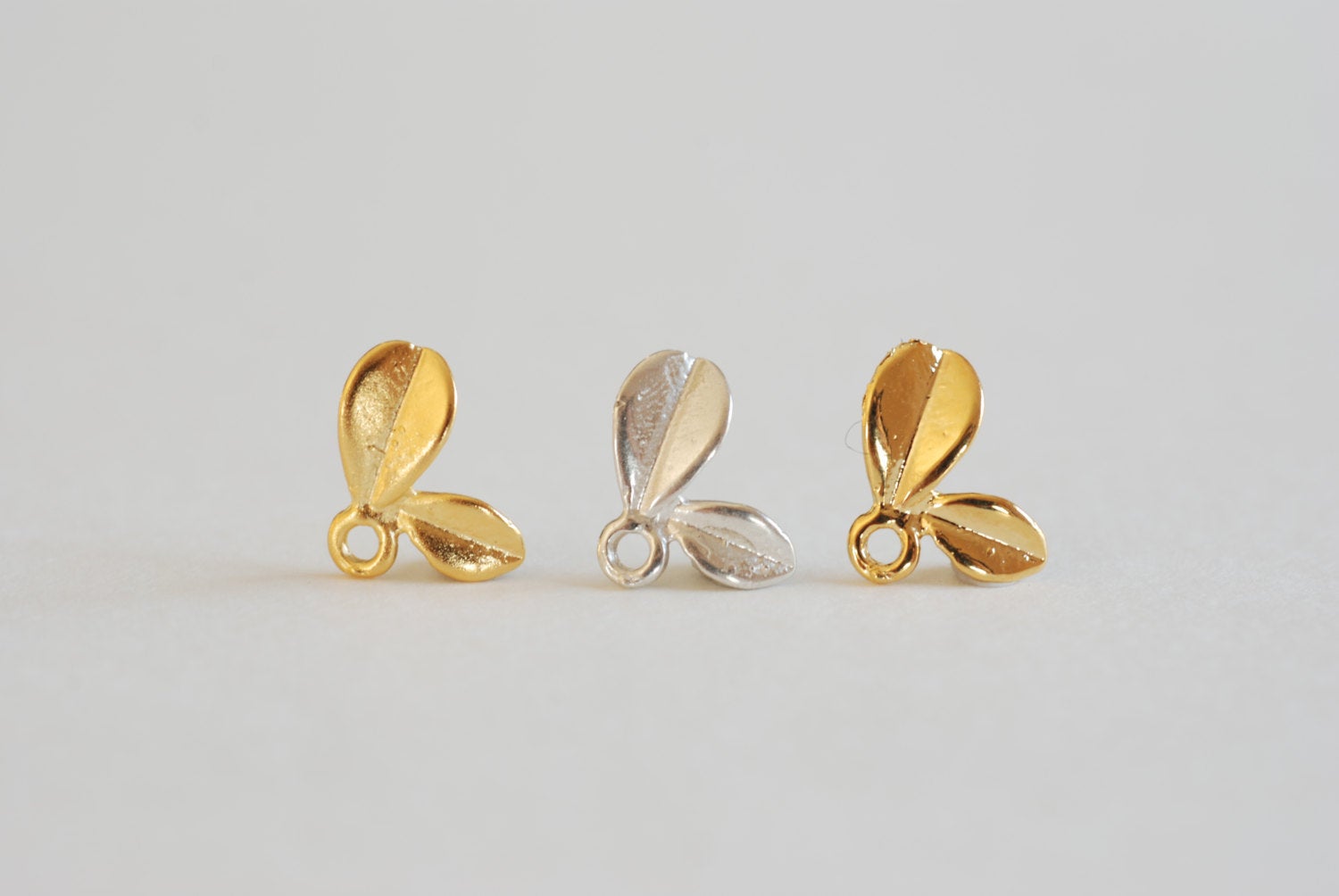 Flower Petal Charm, Wholesale, 18K Matte Gold-Plated 925 Sterling Silver, 10mm x 9mm, Daisy Calla Lilly Flower Petal Drop