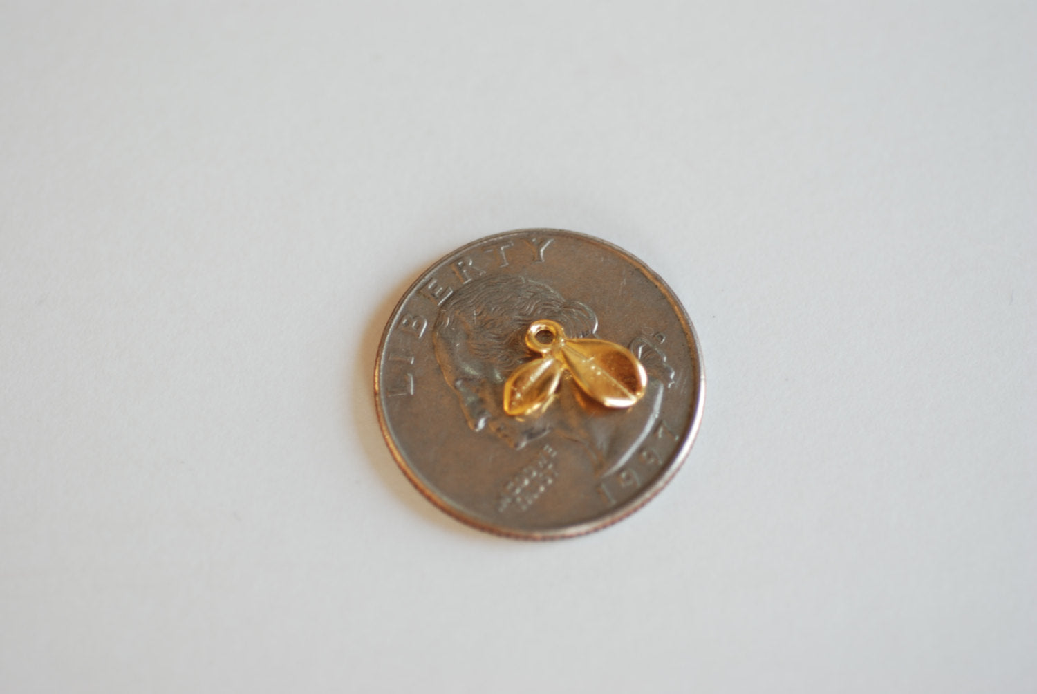 Flower Petal Charm, Wholesale, 18K Matte Gold-Plated 925 Sterling Silver, 10mm x 9mm, Daisy Calla Lilly Flower Petal Drop