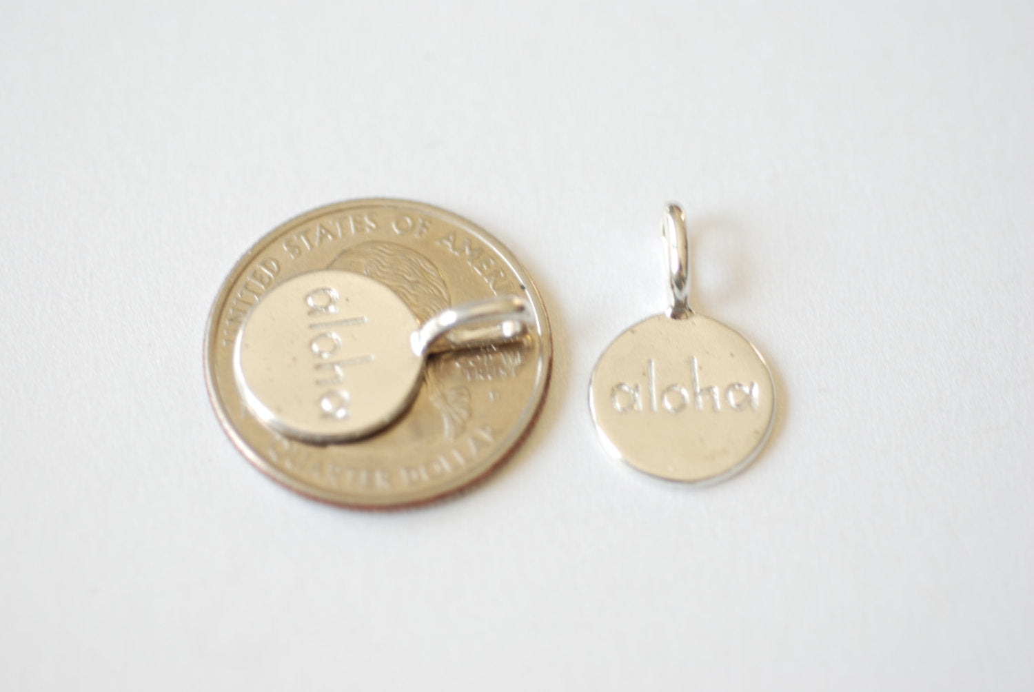 "Aloha" Charm, Wholesales, 18K Gold-Plated 925 Sterling Silver, 13mm, Hawaiian Greeting