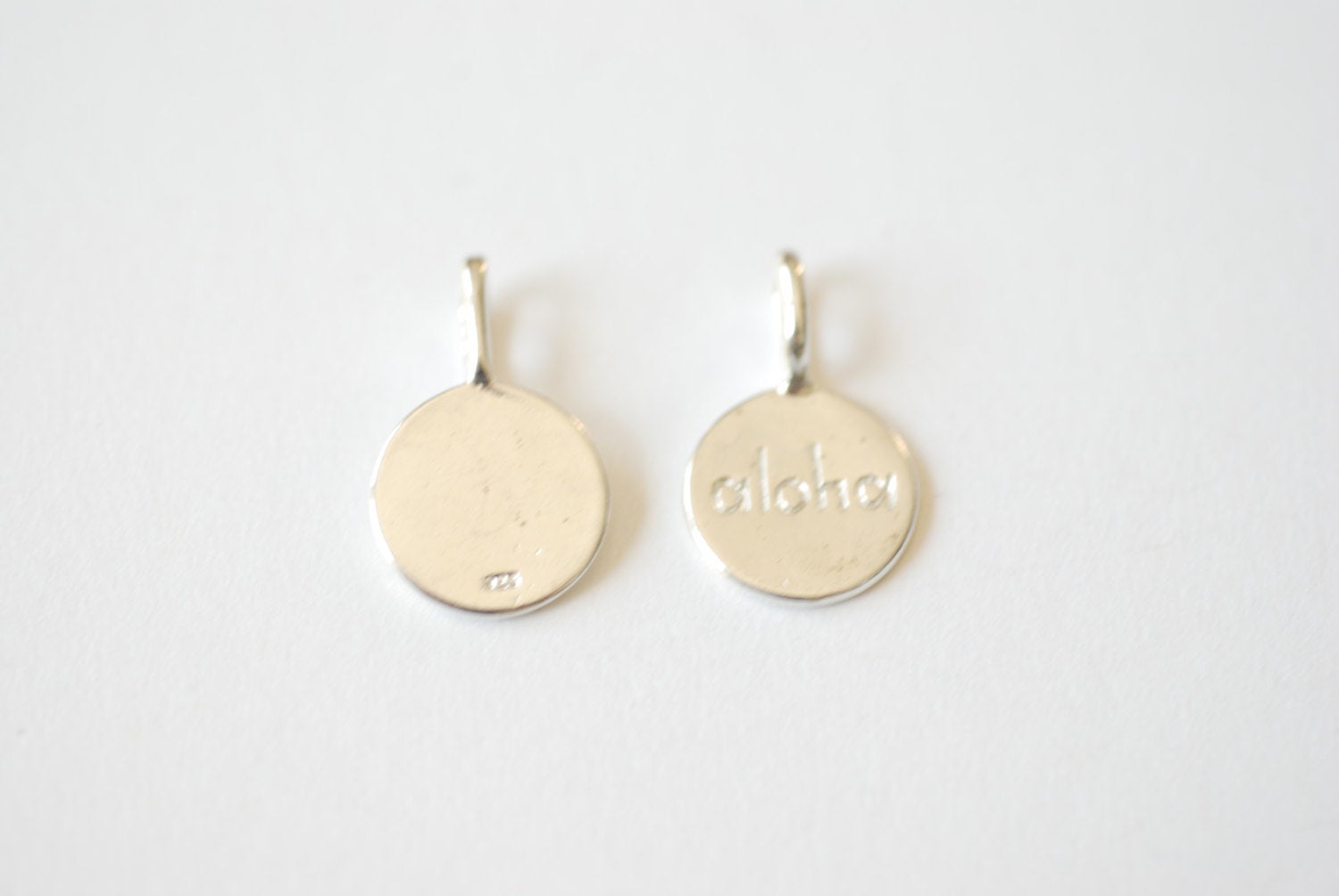 "Aloha" Charm, Wholesales, 18K Gold-Plated 925 Sterling Silver, 13mm, Hawaiian Greeting