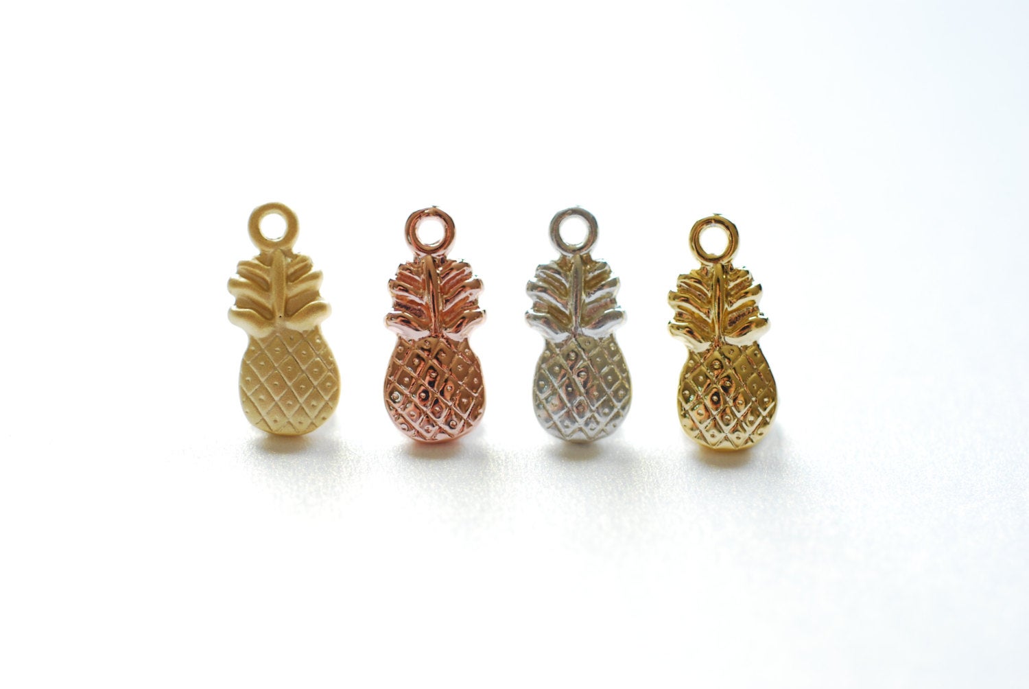 Pineapple Charm, Gold-Plated Sterling Silver, 20mm x 9mm, Hawaiian Pineapple Dole Charm Pendant, Pineapple Charm, Fruit Charm