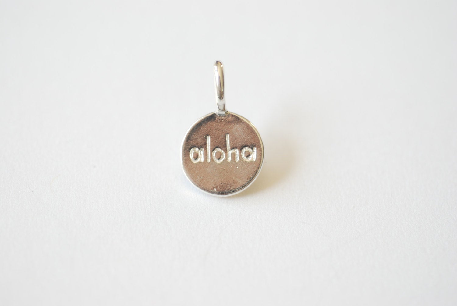 "Aloha" Charm, Wholesales, 18K Gold-Plated 925 Sterling Silver, 13mm, Hawaiian Greeting