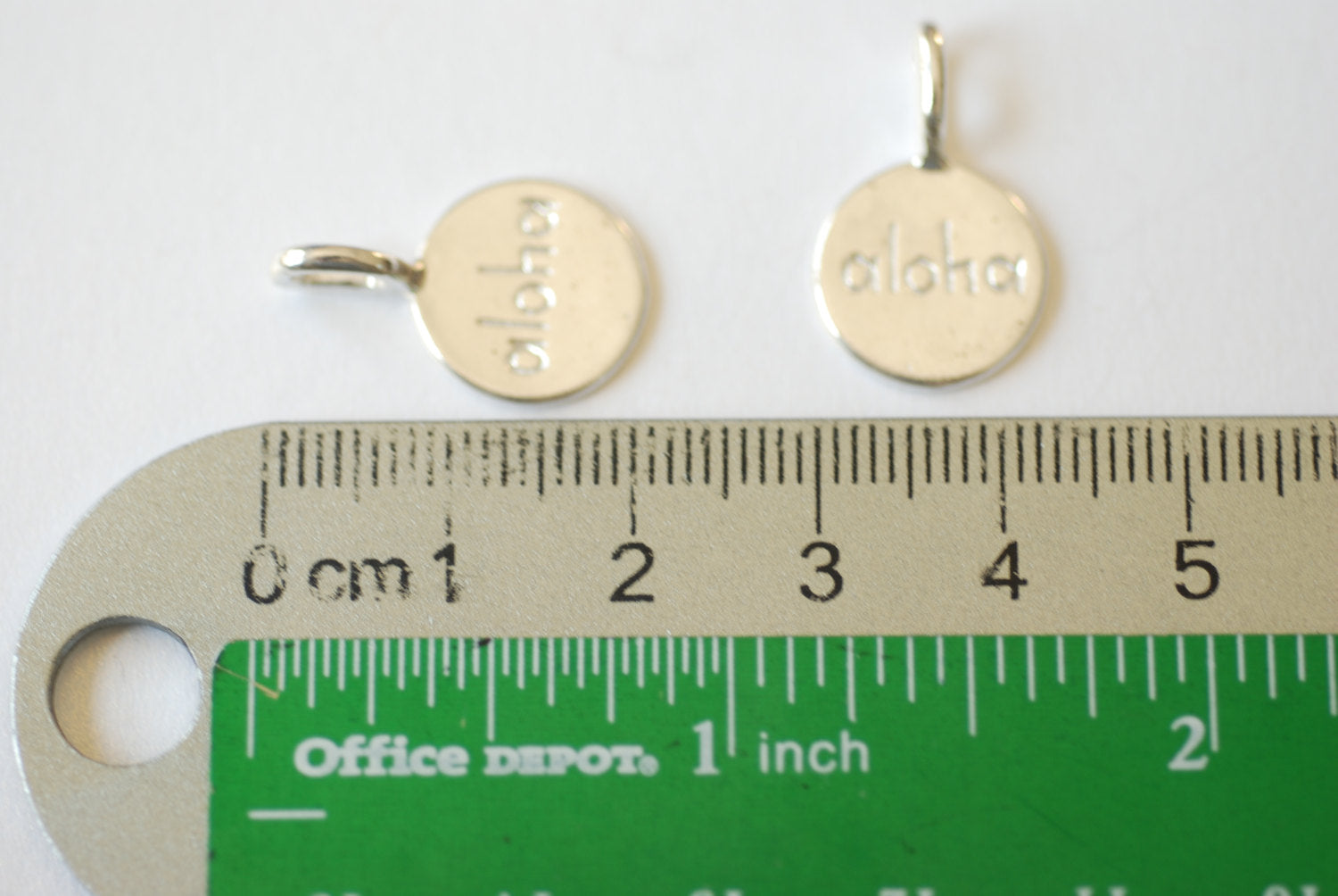 "Aloha" Charm, Wholesales, 18K Gold-Plated 925 Sterling Silver, 13mm, Hawaiian Greeting