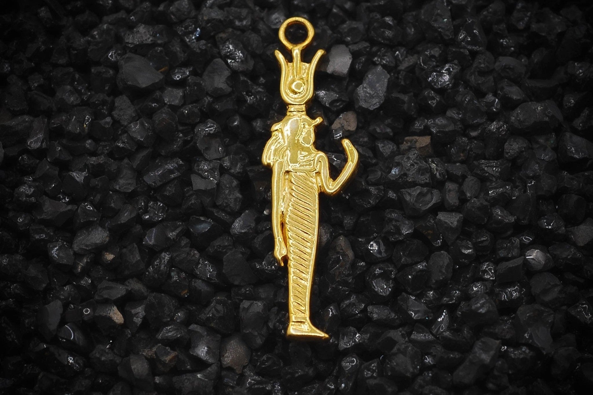 Isis Goddess of Fertility Ancient Egyptian Charm | 925 Sterling Silver, Oxidized or 18K Gold Plated | Jewelry Making Pendant - HarperCrown
