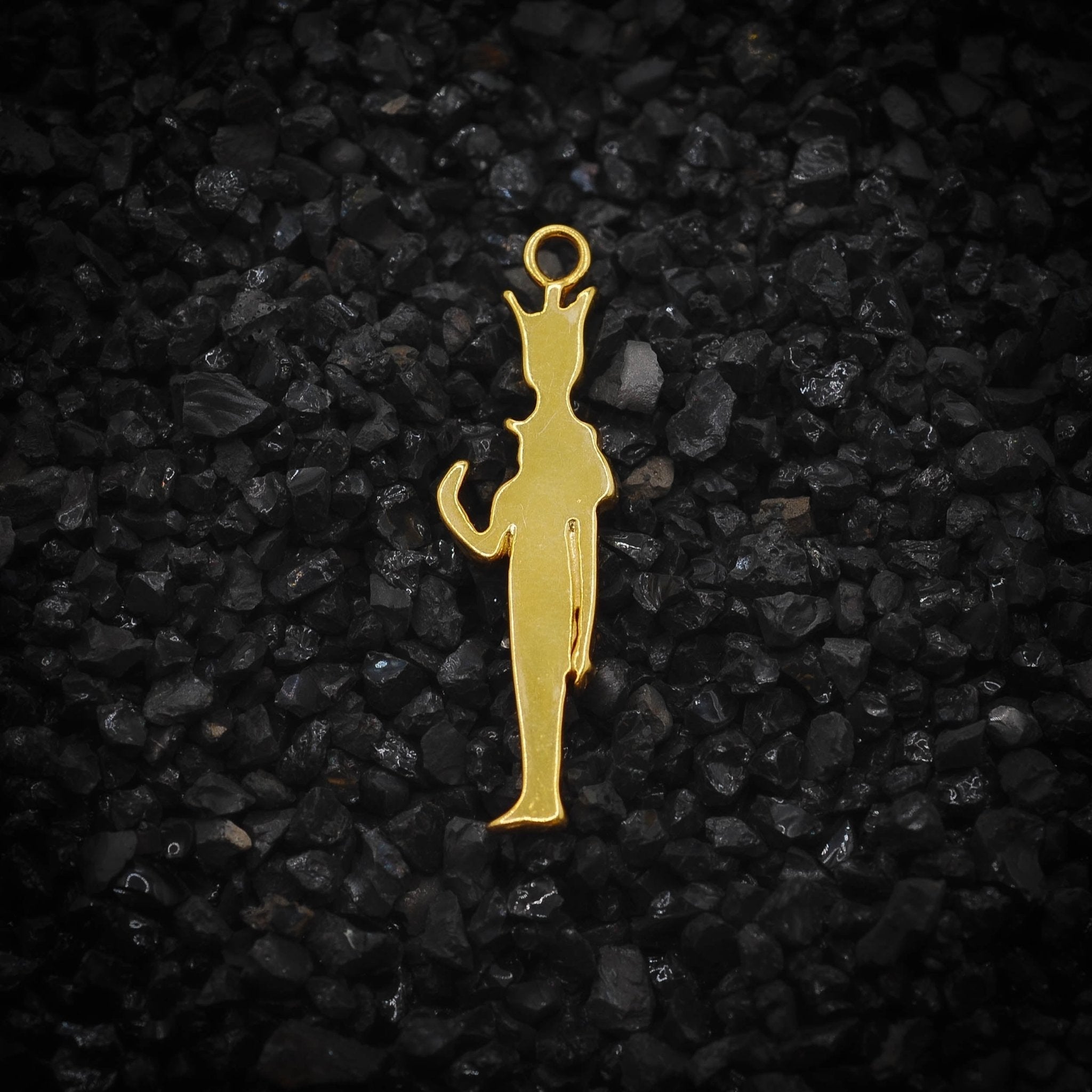 Isis Goddess of Fertility Ancient Egyptian Charm | 925 Sterling Silver, Oxidized or 18K Gold Plated | Jewelry Making Pendant - HarperCrown