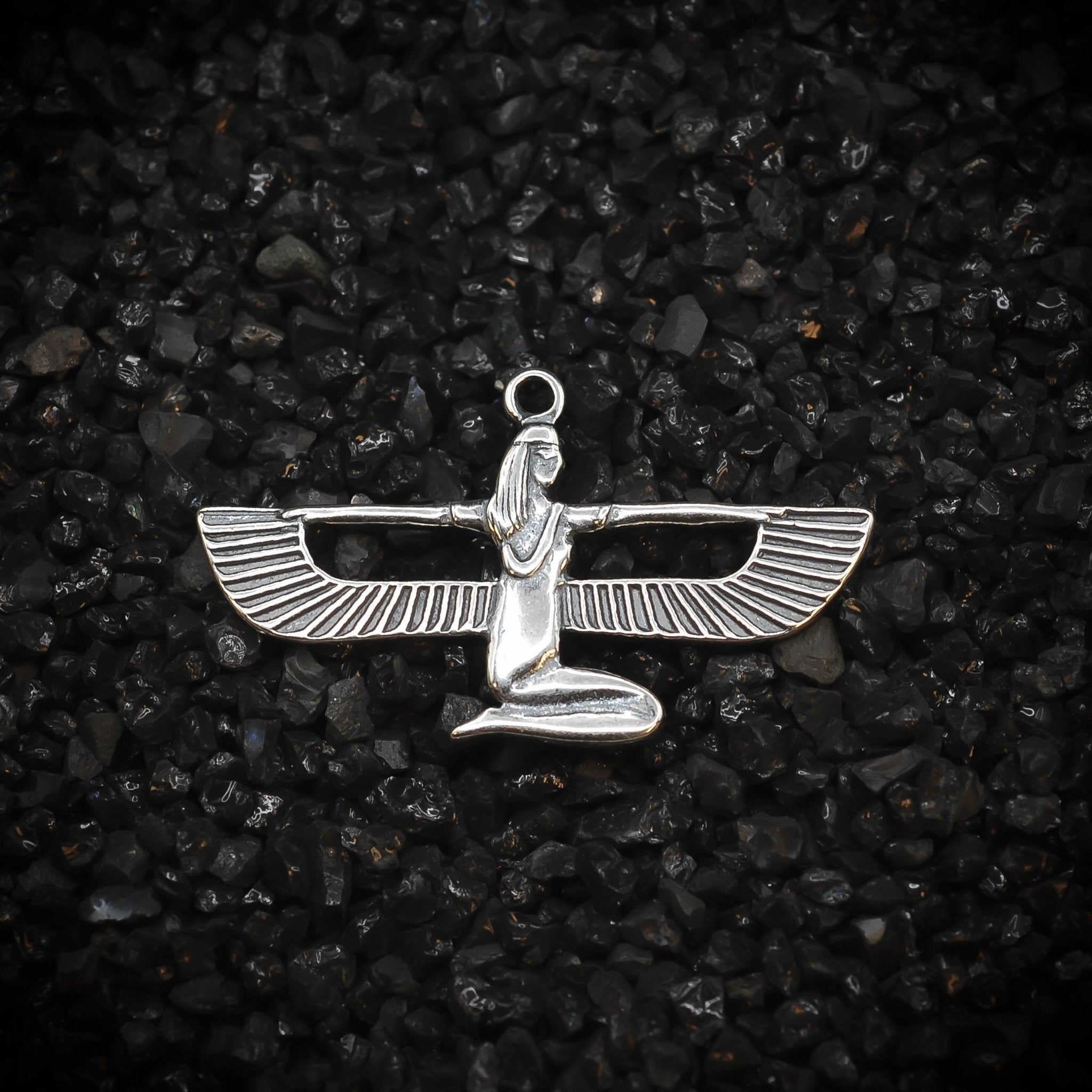 Isis Nut Winged Goddess of the Sky Ancient Egyptian Charm | 925 Sterling Silver, Oxidized | Jewelry Making Pendant - HarperCrown