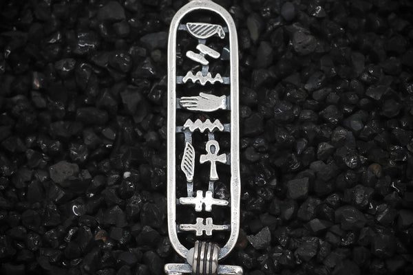 "Kindness" Cartouche Hieroglyph Ancient Egyptian Charm | 925 Sterling Silver, Oxidized or 18K Gold Plated | Jewelry Making Pendant - HarperCrown