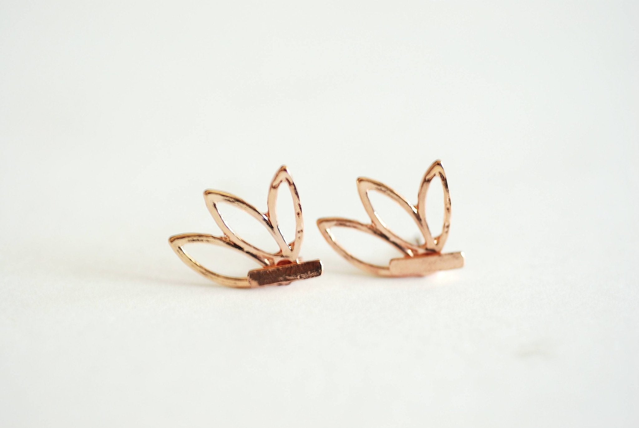 Lotus Flower Ear Jacket Earrings- Choose Sterling Silver, Gold, Rose Gold, front back earrings, Lotus flower stud earrings, bar earrings - HarperCrown