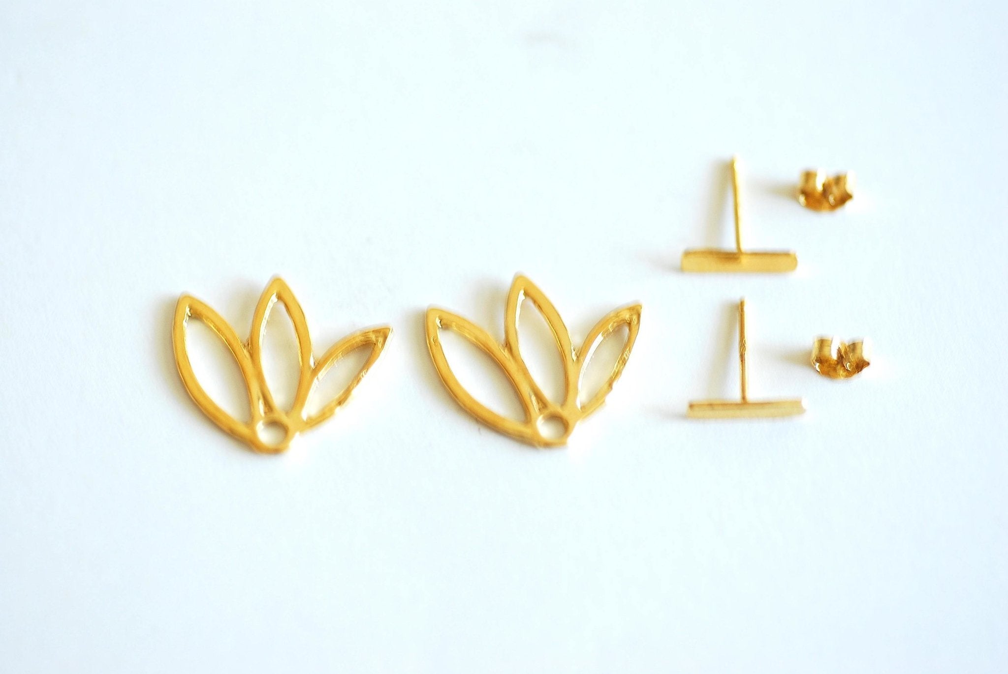 Lotus Flower Ear Jacket Earrings- Choose Sterling Silver, Gold, Rose Gold, front back earrings, Lotus flower stud earrings, bar earrings - HarperCrown
