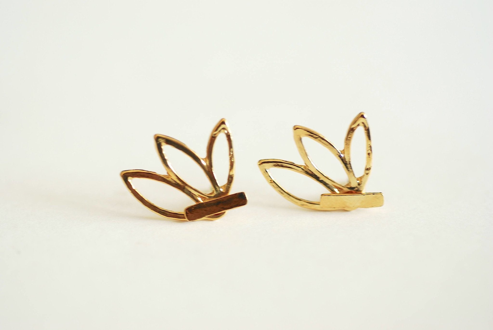 Lotus Flower Ear Jacket Earrings- Choose Sterling Silver, Gold, Rose Gold, front back earrings, Lotus flower stud earrings, bar earrings - HarperCrown