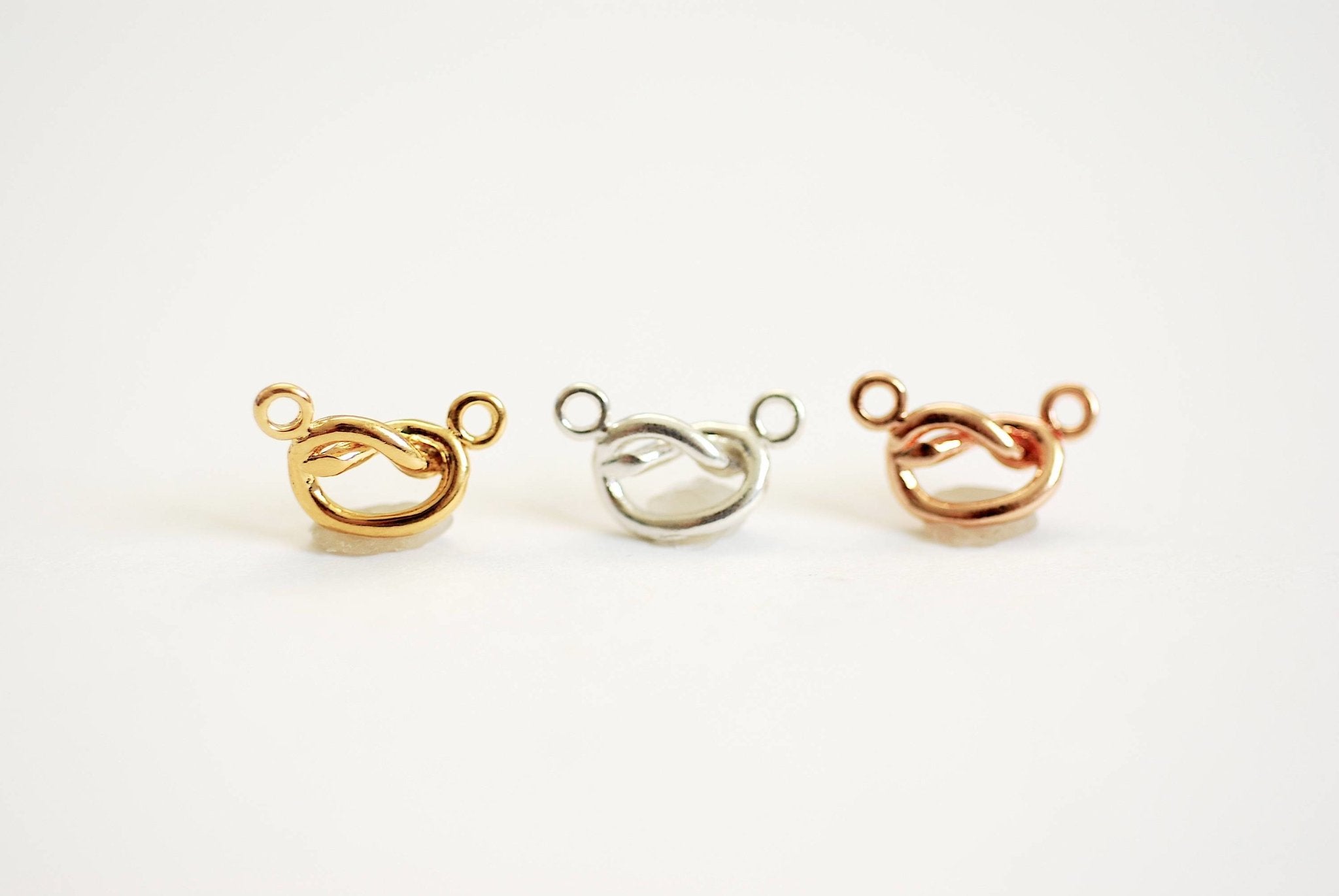 Wholesale Charms Love Knot Connector Charm 22k Gold Plated over Sterling Silver Rose Gold Vermeil Gold Love Knot Infinity Charm Forever Charm 378