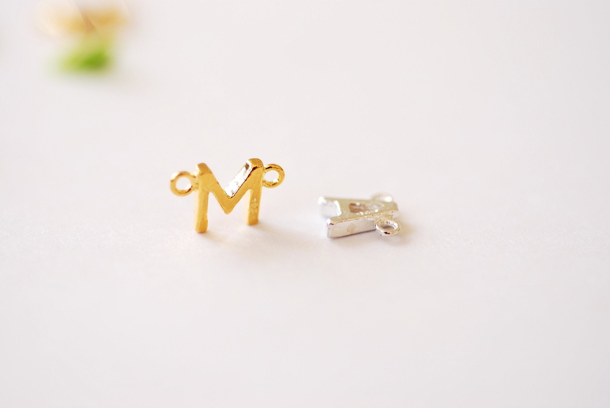 MAMA Charm Connector l Vermeil Gold over 925 Sterling Silver Letter Connector Word MAMMA MAMA Link Sideways Bracelet Necklace Charm - HarperCrown