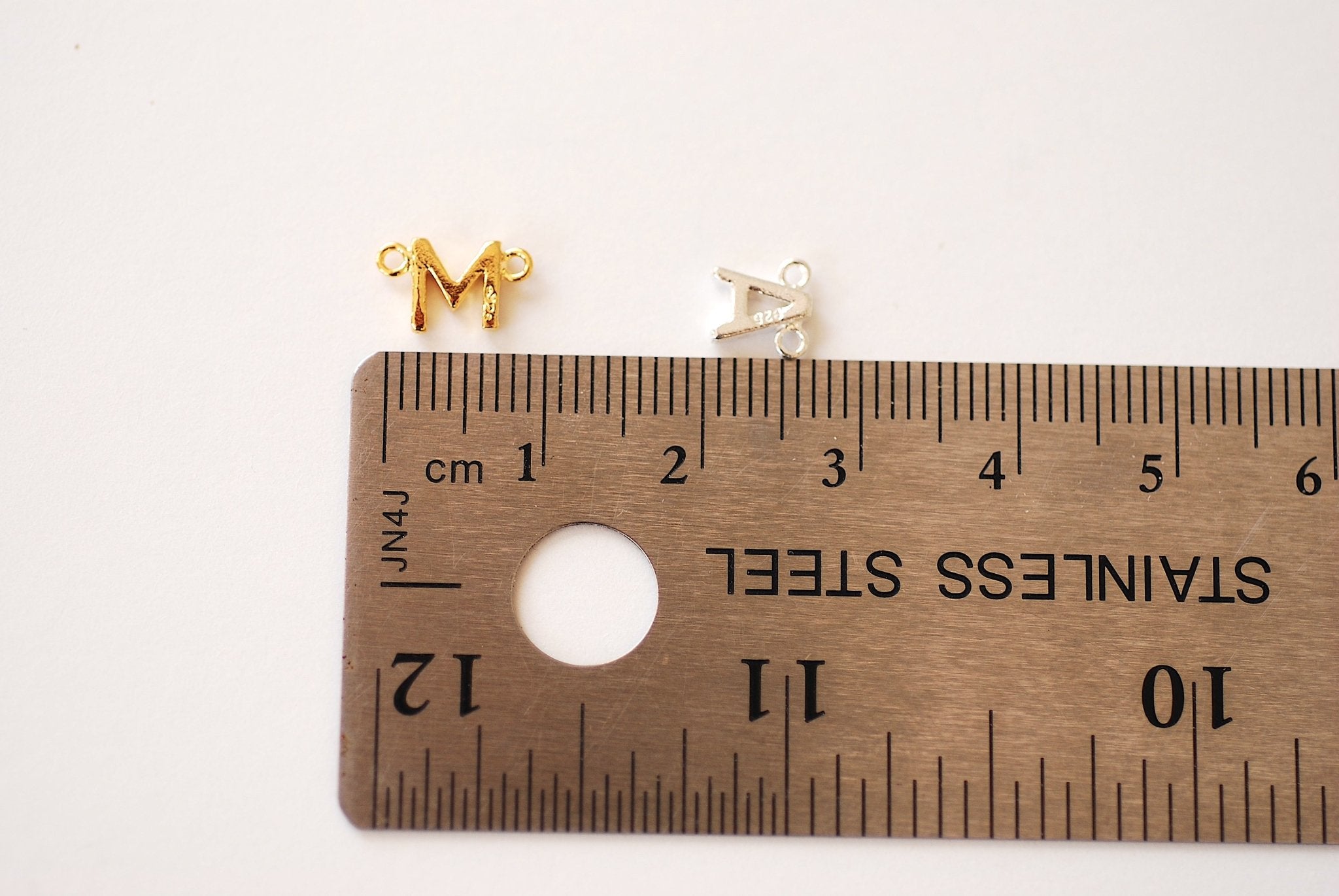 MAMA Charm Connector l Vermeil Gold over 925 Sterling Silver Letter Connector Word MAMMA MAMA Link Sideways Bracelet Necklace Charm - HarperCrown