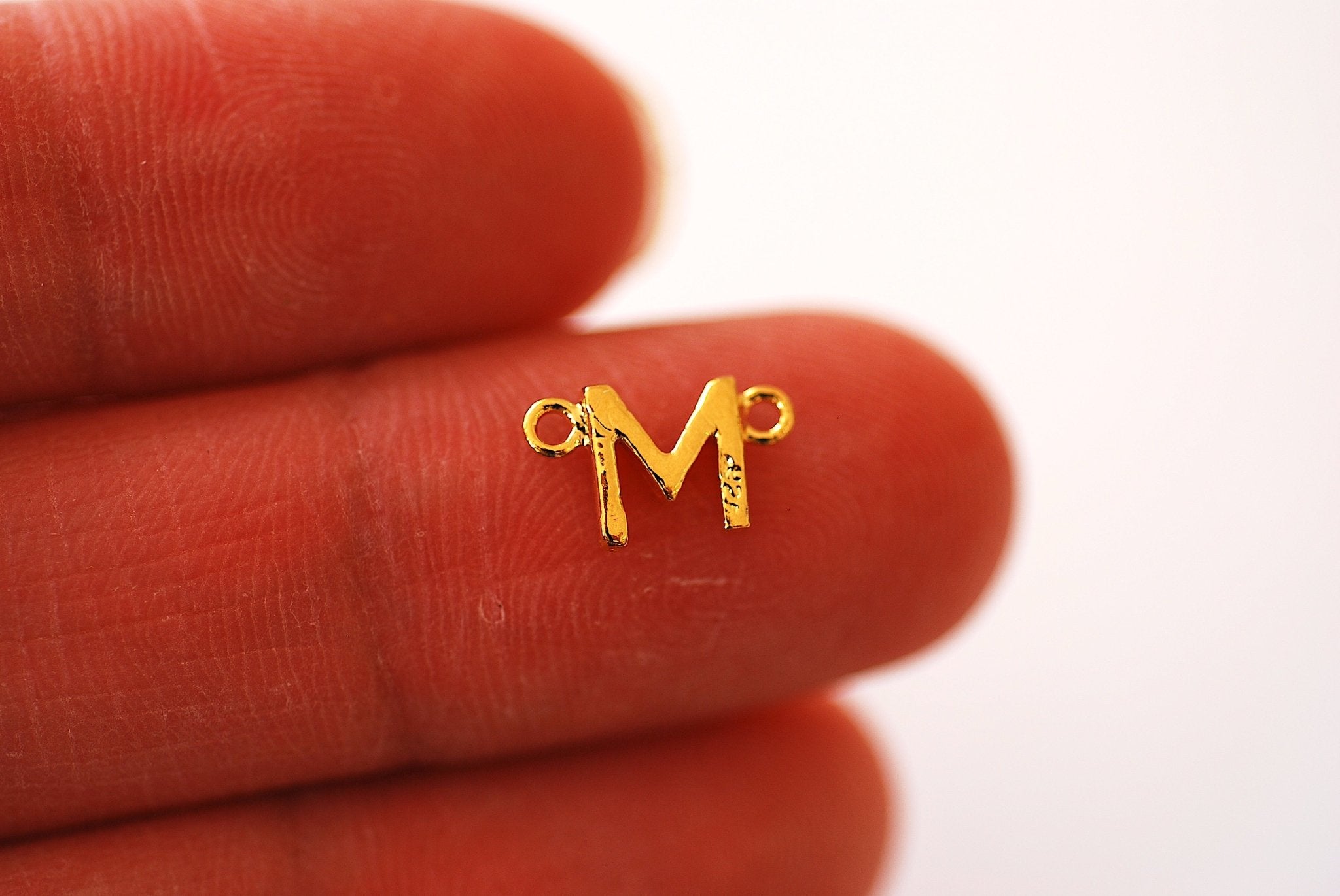 MAMA Charm Connector l Vermeil Gold over 925 Sterling Silver Letter Connector Word MAMMA MAMA Link Sideways Bracelet Necklace Charm - HarperCrown