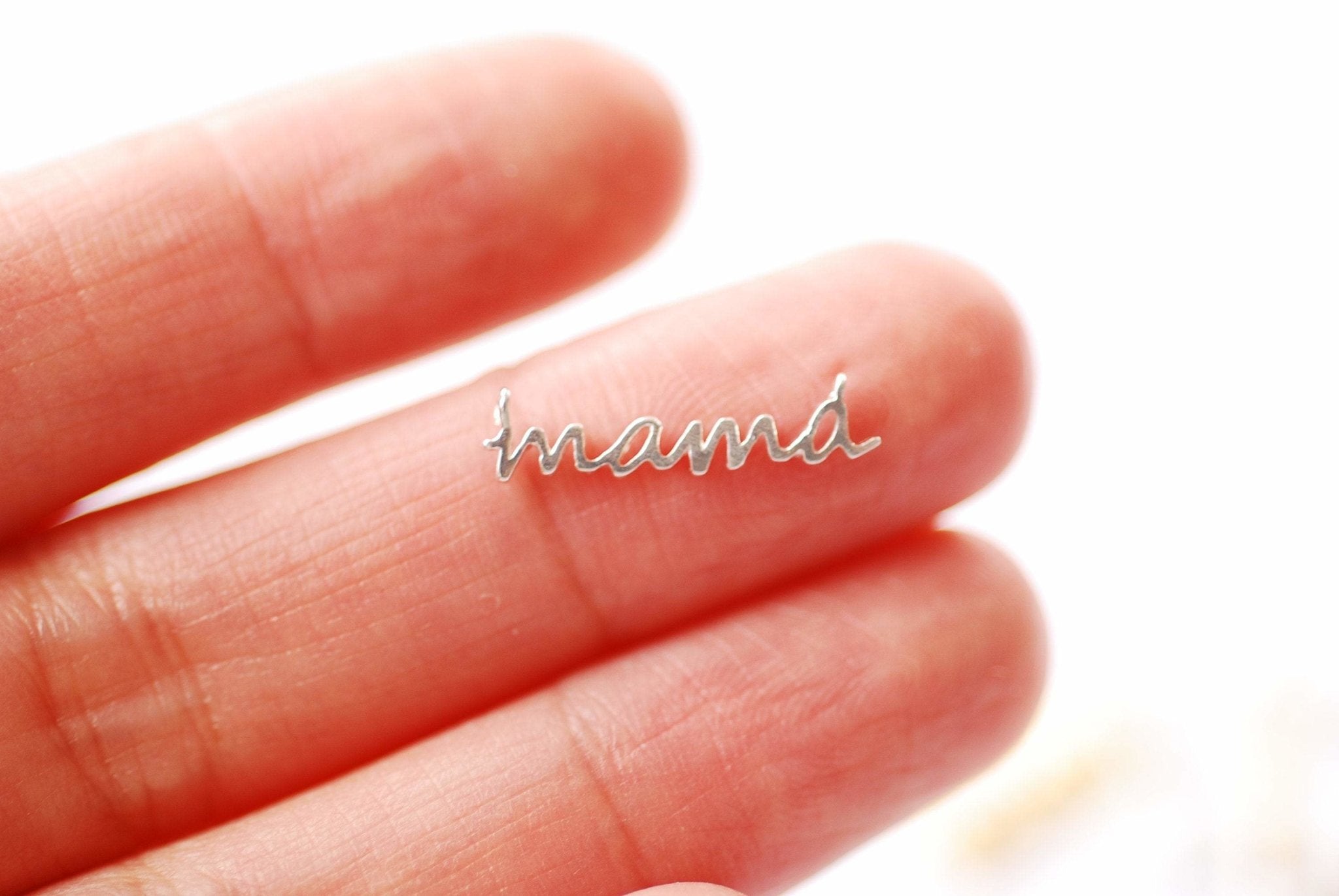Mama Charm Pendant Vermeil gold or Sterling Silver Mamma Mama Charm Connector Link Necklace momma bear motherhood Name Initial Charm A116 - HarperCrown