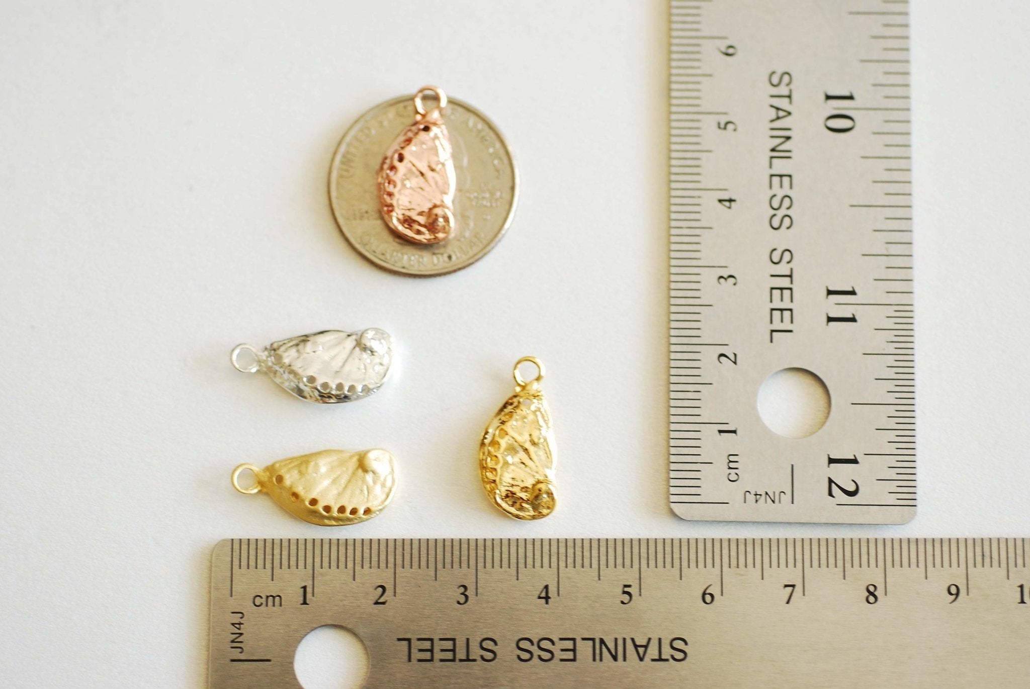 Matte Gold Abalone Shell Charm- Vermeil Gold, cowrie shell, nautical sea shell, oyster shell, seashell charm, beach ocean, shell charm, 372 - HarperCrown