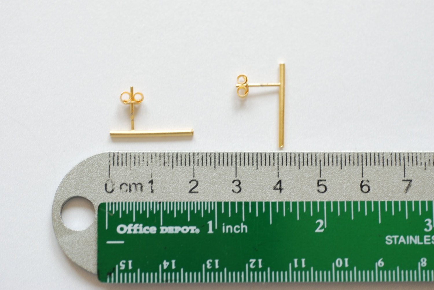 Matte Gold Bar Earrings, Line Earrings, Stick earrings, bar stud earrings,minimalist earrings,Filament earrings, Ear Climbers, Post Earrings - HarperCrown