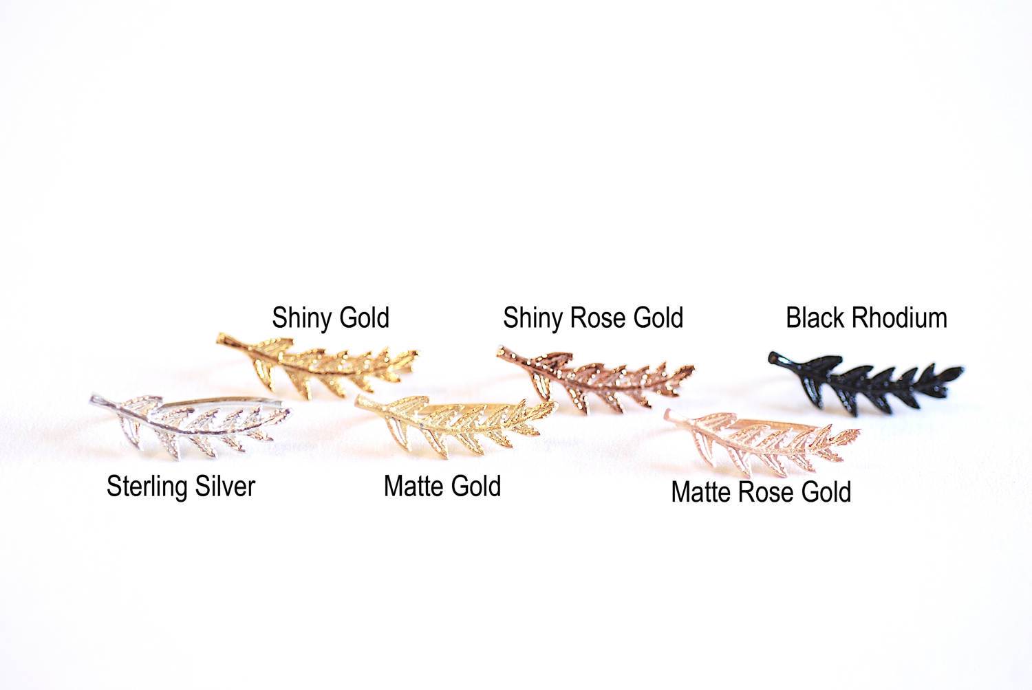 Matte Gold Leaf Ear Climber- Gold Leaf Ear Cuff, Leaf Earrings Ear Crawler, Gold Ear Climber, Ear Jacket, Leaves Ear Climber Crawler, Jacket - HarperCrown