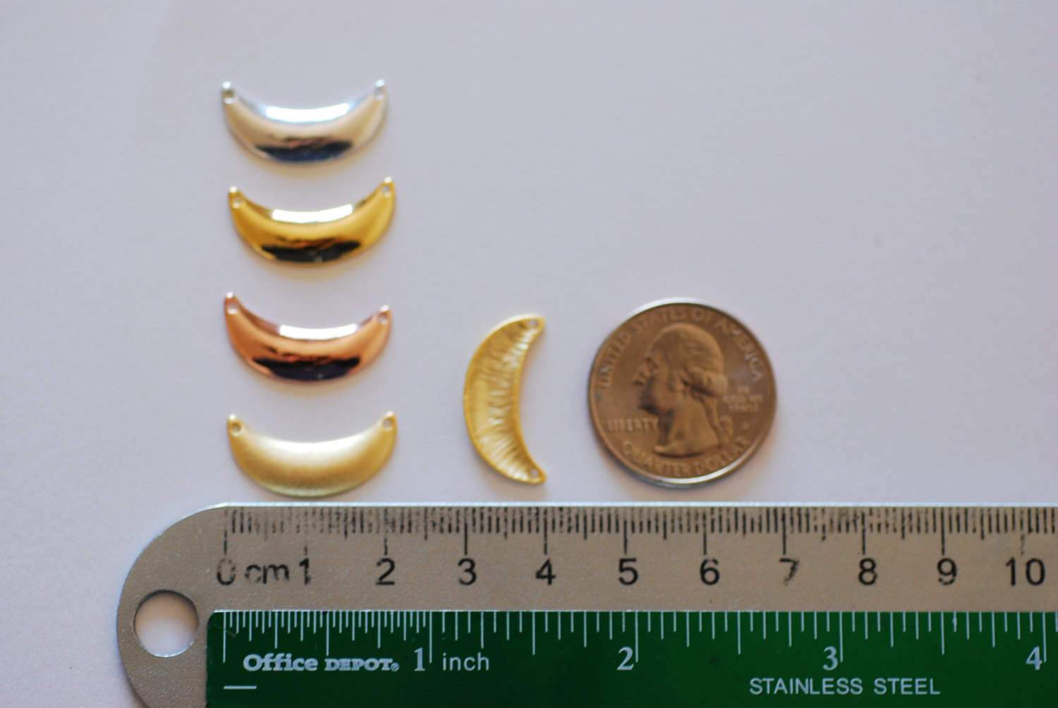 Matte Gold Moon Connector Charm- Gold Half Moon Charm, Half circle connector charm, Crescent Moon, Moon Connector, Gold Moon Charm, 330 - HarperCrown